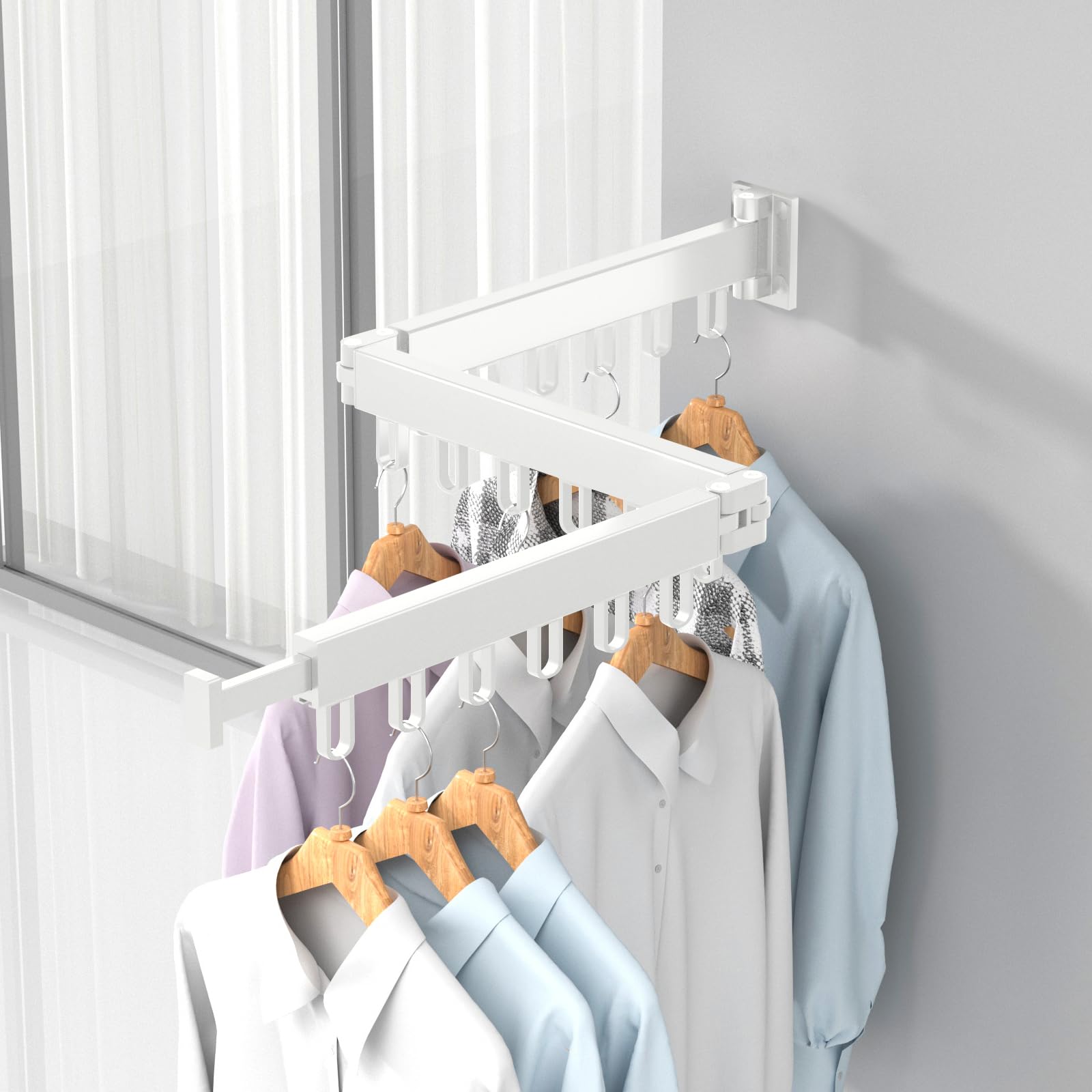 Stendibiancheria da Parete Retrattile Pieghevole, Bianco