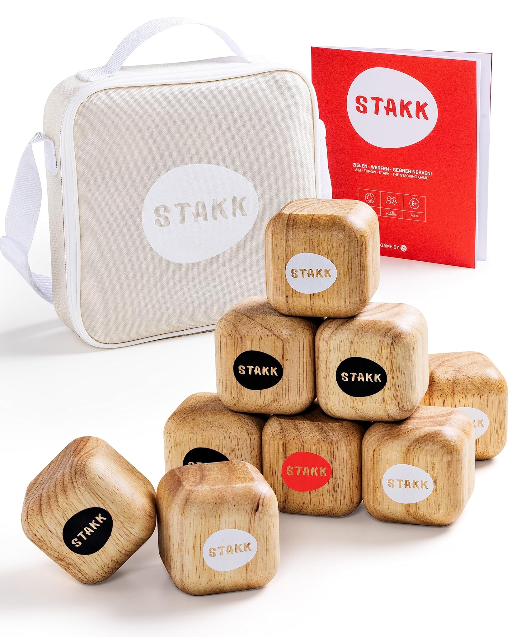 Stakk - Gioco di Lancio all'aperto con 9 Dadi di Legno