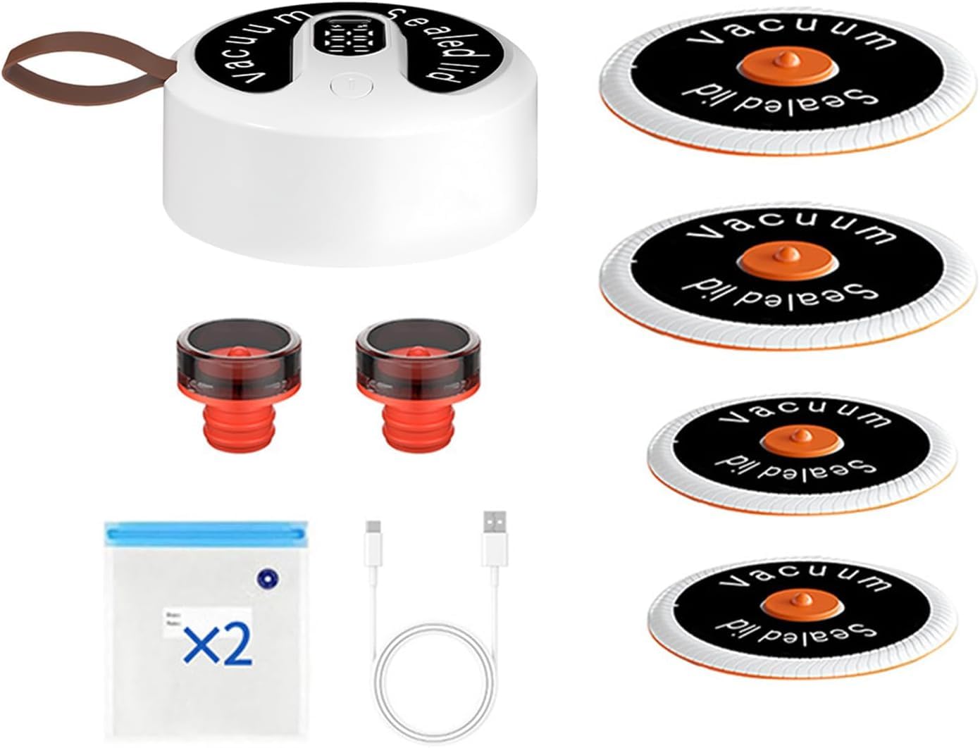 QUMOX Pompa del sigillatore sottovuoto elettrico-pompa a vuoto ricaricabile universale con coperchi e sacchetti, funzionamento a touch, salvatore di cibo per barattoli, contenitori e sacchetti a vuoto