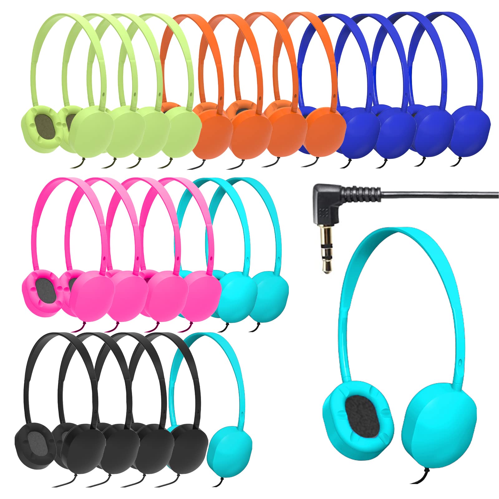 Geekria Confezione da 24 Cuffie Cablate Regolabili per Aule