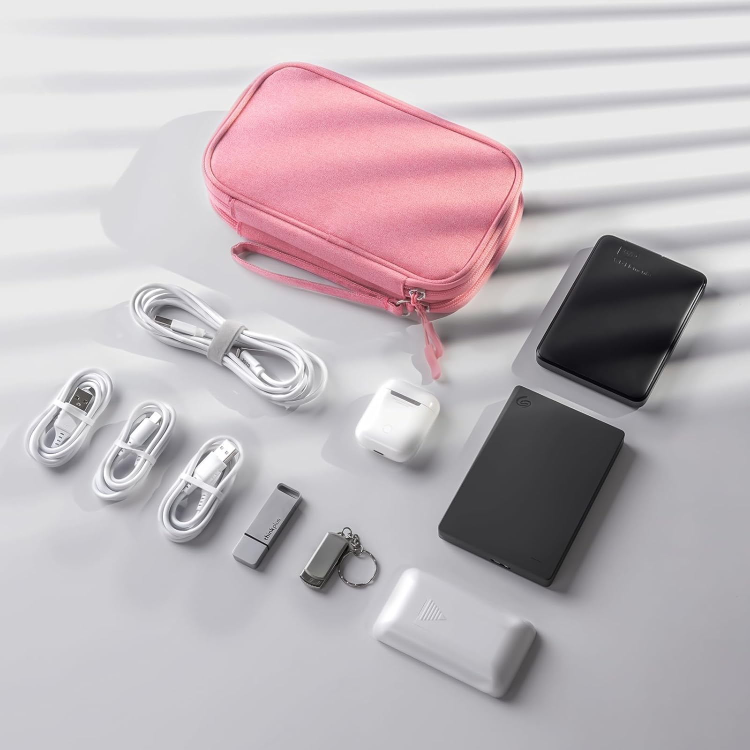 ProCase Porta Cavi da Viaggio a 3 Strati, Rosa/S - immagine 4