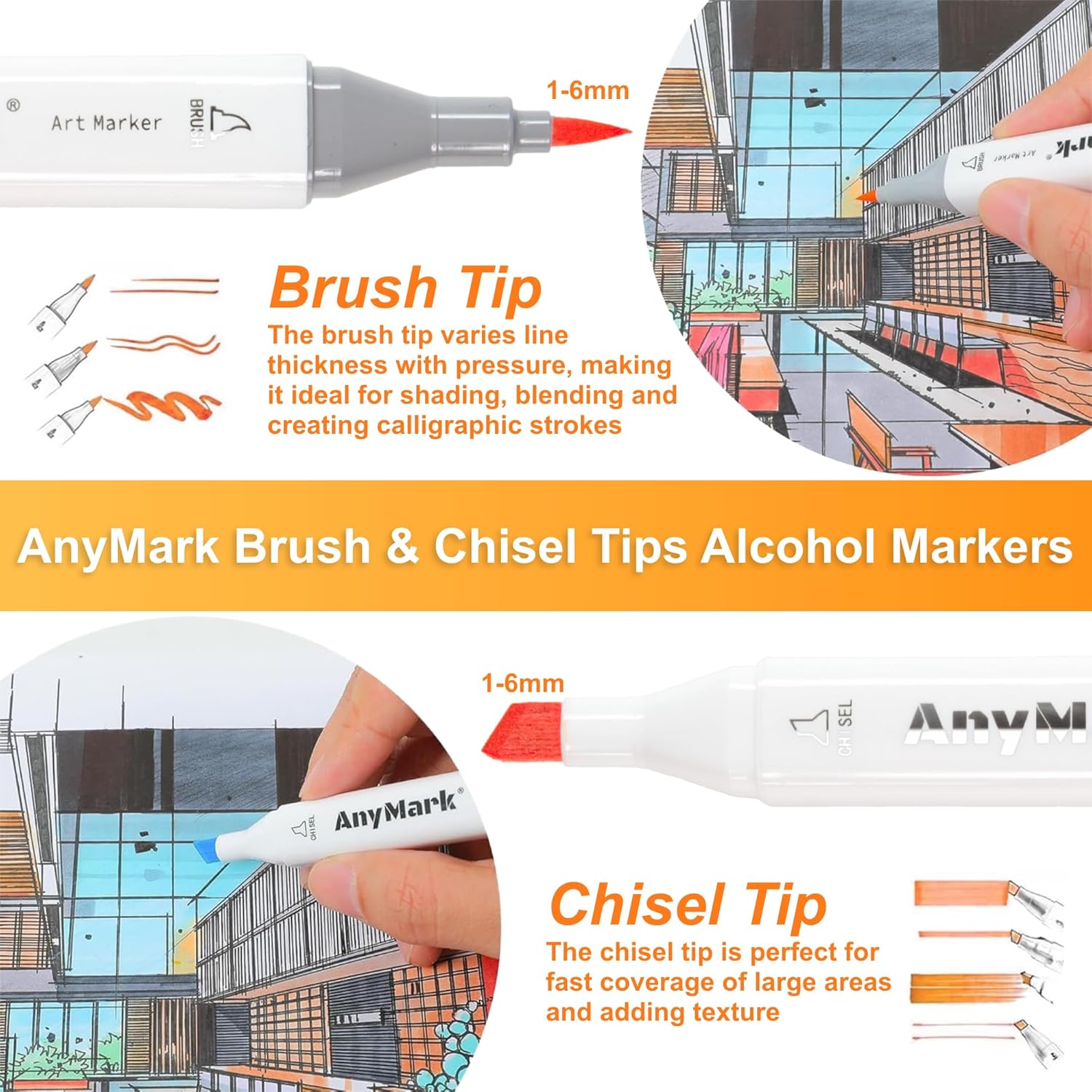 Anymark Pennarelli ad Alcool Doppia Punta - 100+1 Colori - immagine 3