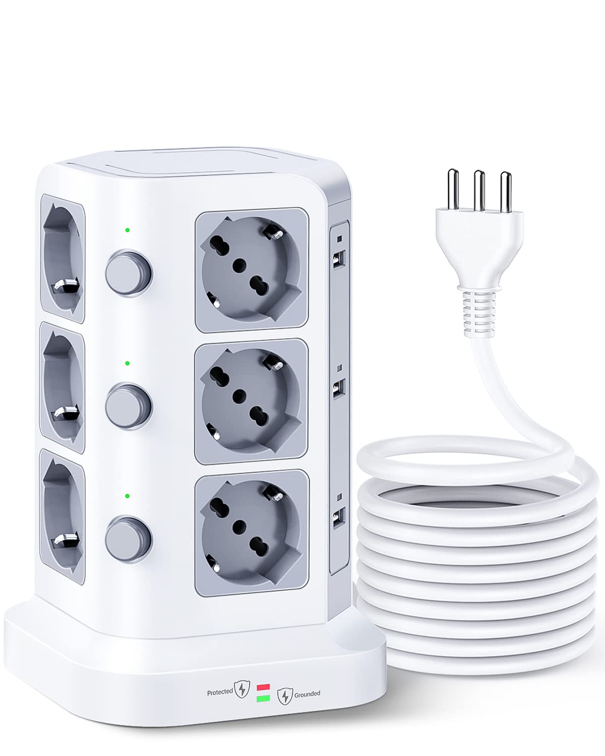 Koosla Ciabatta Elettrica Verticale 12 Prese, 5M