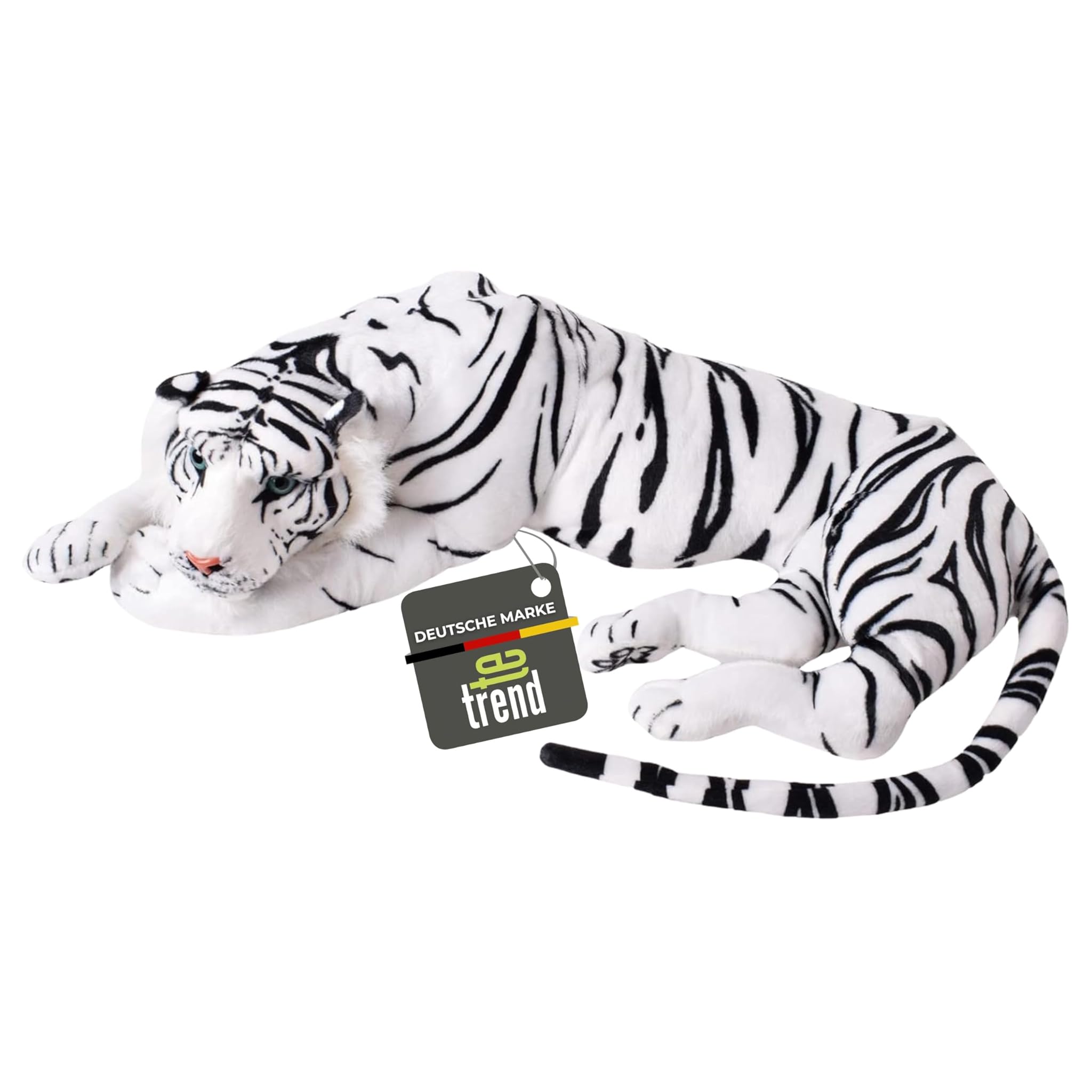Gatto di Peluche XXL Tigre Realistica 90 cm, Bianco Nero