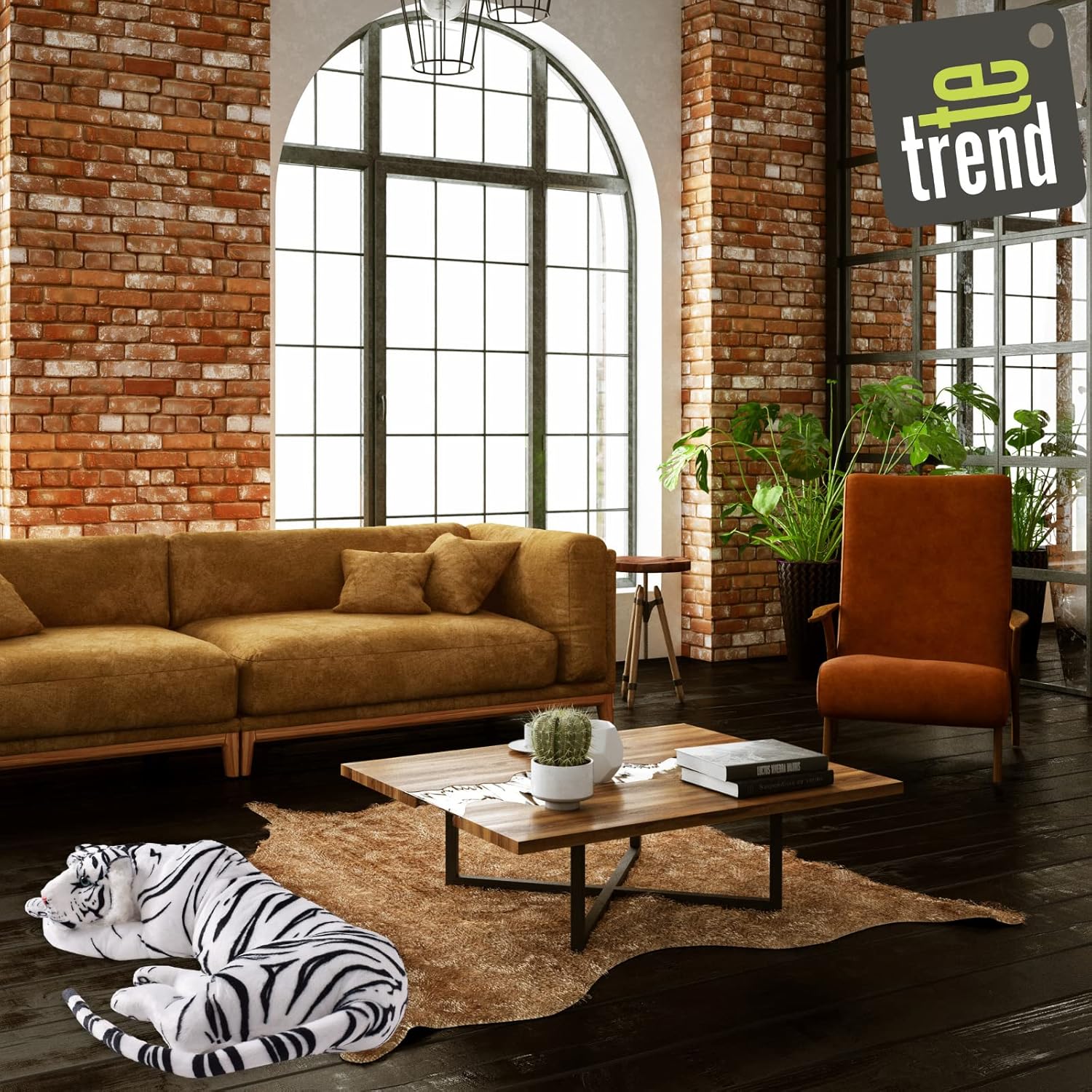 Gatto di Peluche XXL Tigre Realistica 90 cm, Bianco Nero - immagine 7