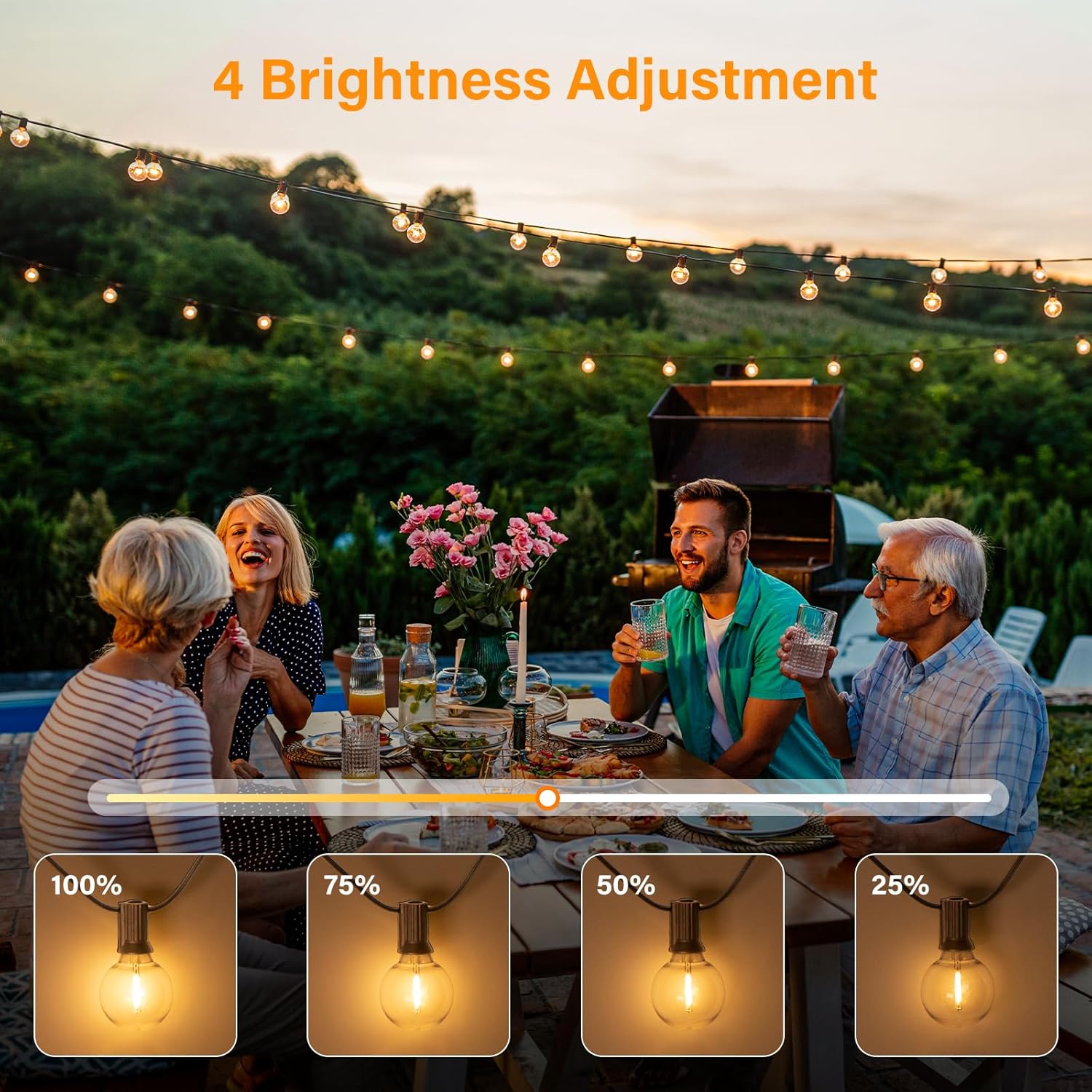 Bedee Catena Luminosa Solare Esterno 15,3m IP45 - immagine 8