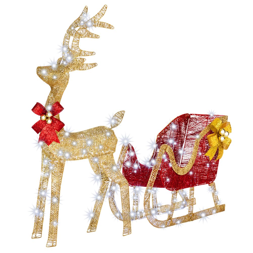 Bakaji Renna Natalizia Luminosa XXL con Slitta 120cm