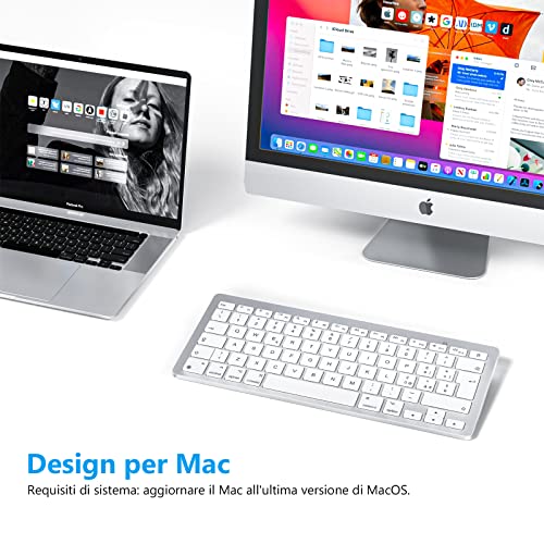 OMOTON Tastiera Bluetooth Wireless per Mac OS, Argento - immagine 2