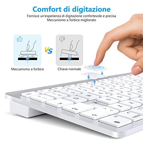 OMOTON Tastiera Bluetooth Wireless per Mac OS, Argento - immagine 4