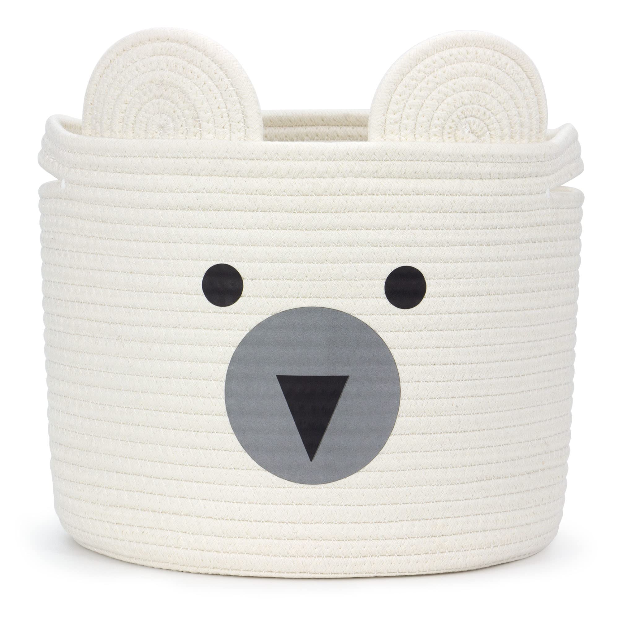 Cesto portaoggetti per bambini in cotone per giocattoli e biancheria, cesto portabiancheria e cestino giocattolo in uno, decorazione per cameretta dei bambini, orso bianco