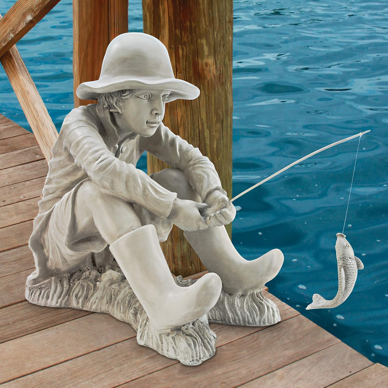 Design Toscano Statua da Giardino 'A pesca', 43cm - immagine 7