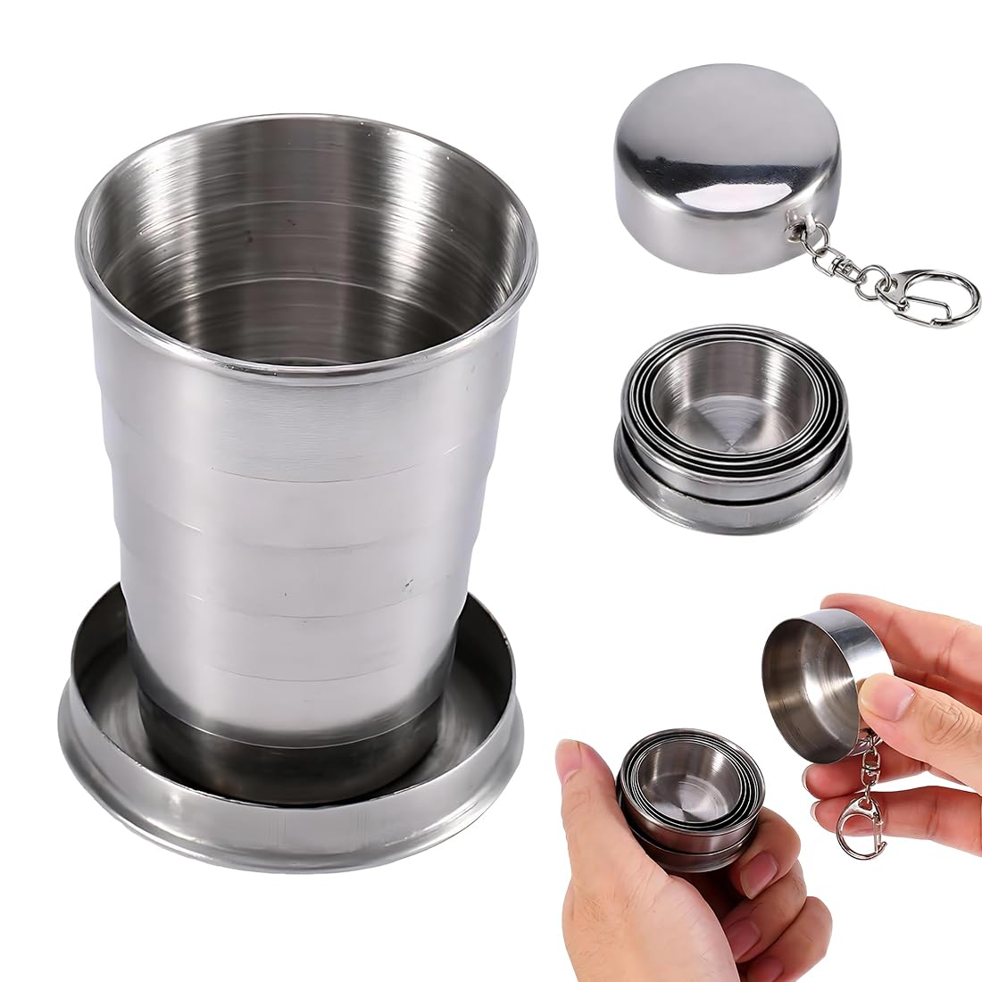 Tazza Pieghievole 75ml, Compatta E Portatile Con Portachiavi, Ideale Per Campeggio, Escursionismo, Alpinismo, Picnic E Attività All'aperto.