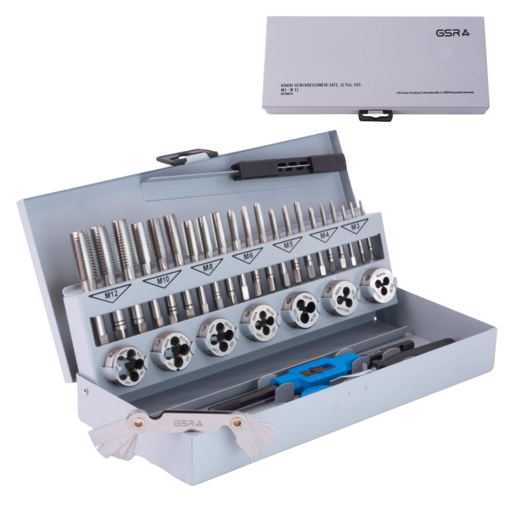 gsr Set Maschiatura a Mano 32 Pezzi M3-M12 HSS