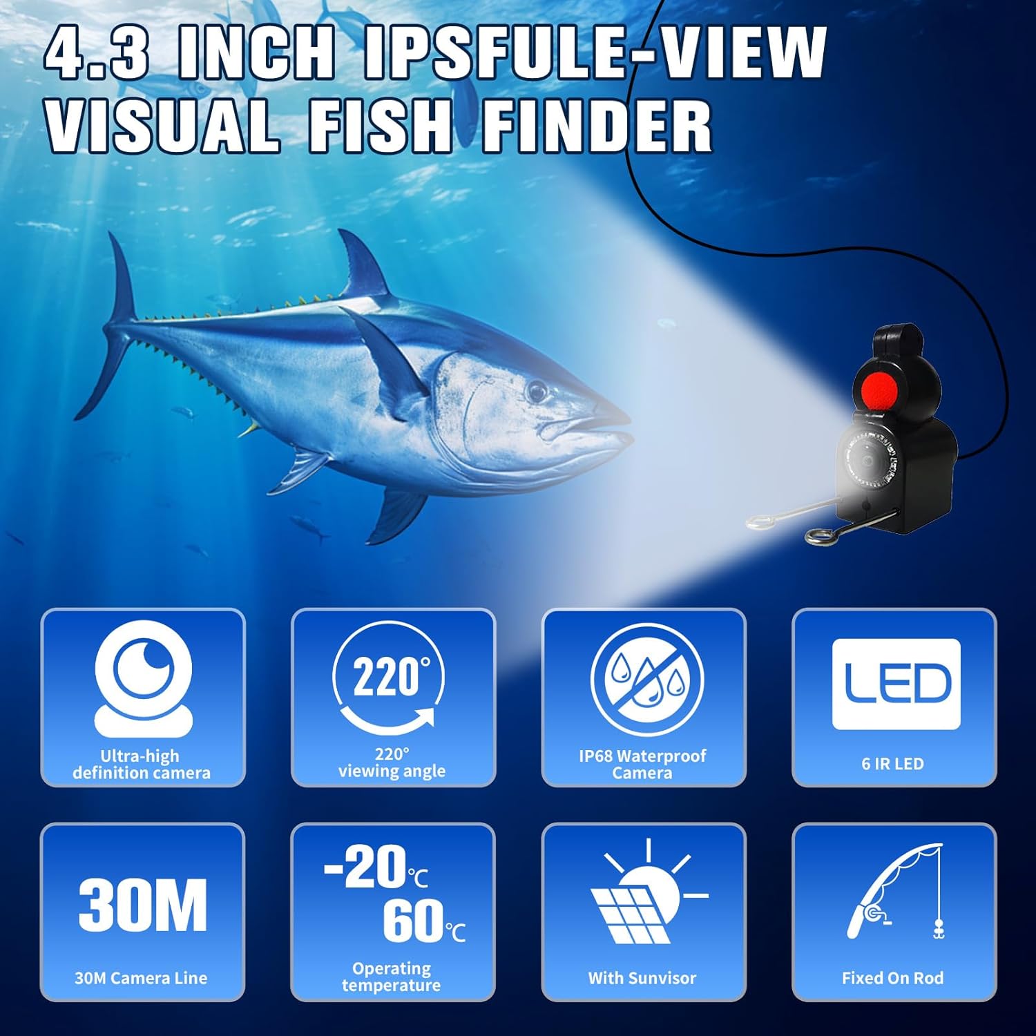 Fish Finder - Telecamera Subacquea IP68 30m - immagine 6