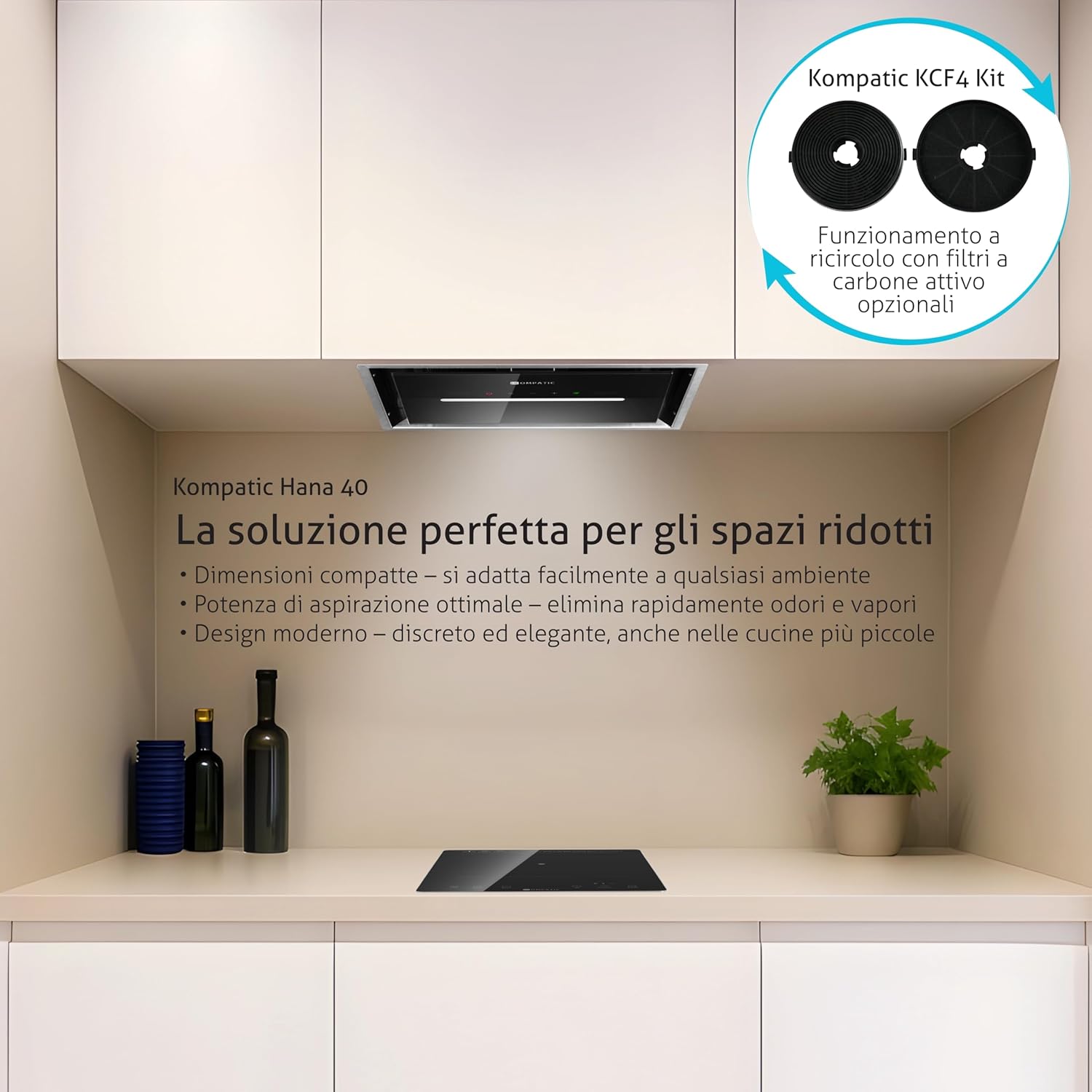 Kompatic HANA 40 - Cappa Aspirante Classe A++ - immagine 2