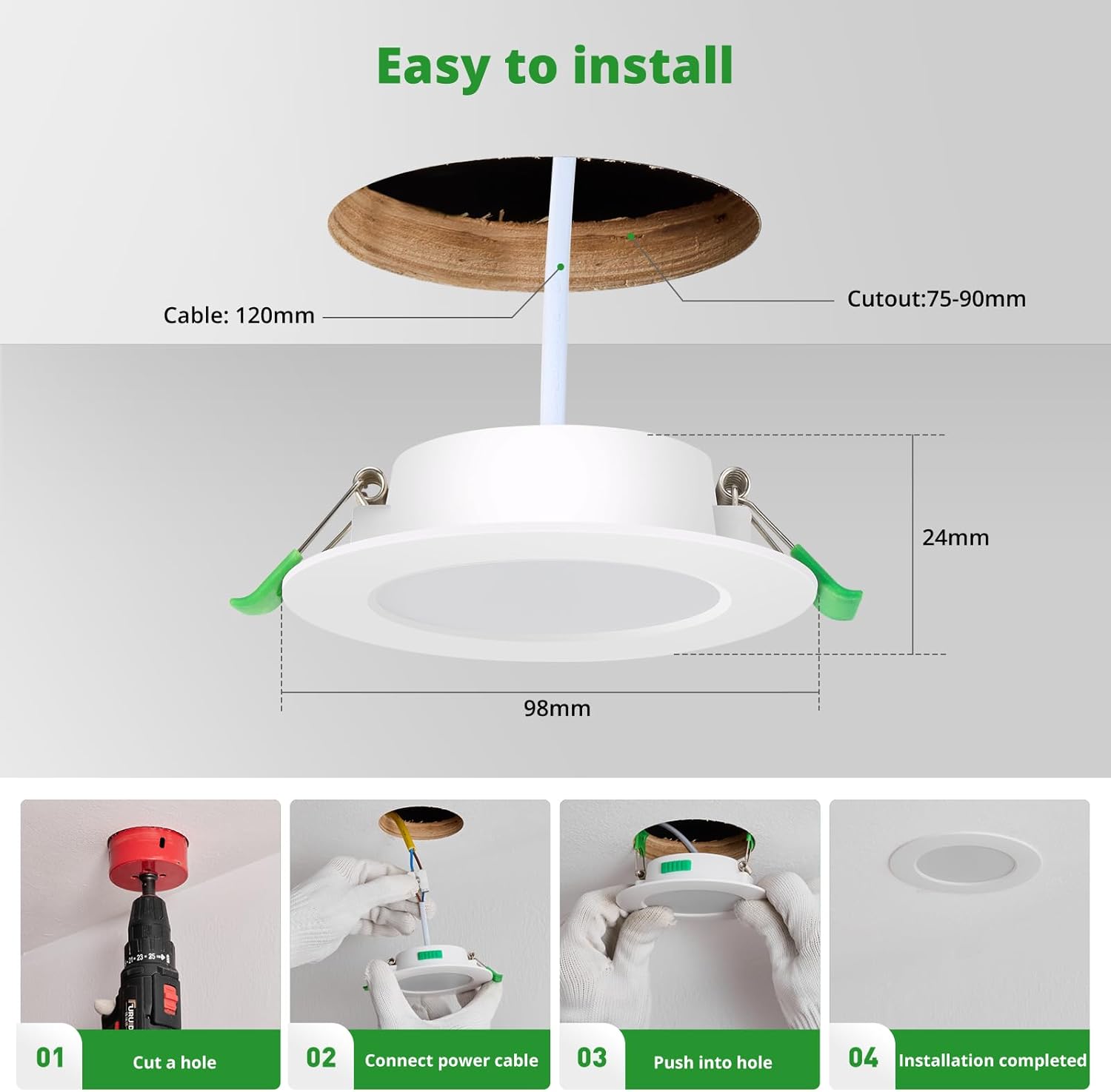 Homeow Set 20 Faretti LED Incasso Dimmerabili 7W - immagine 6