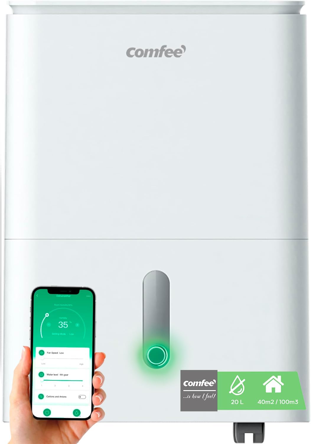 COMFEE Deumidificatore 2-IN-1 20L/Giorno Easy Dry 20