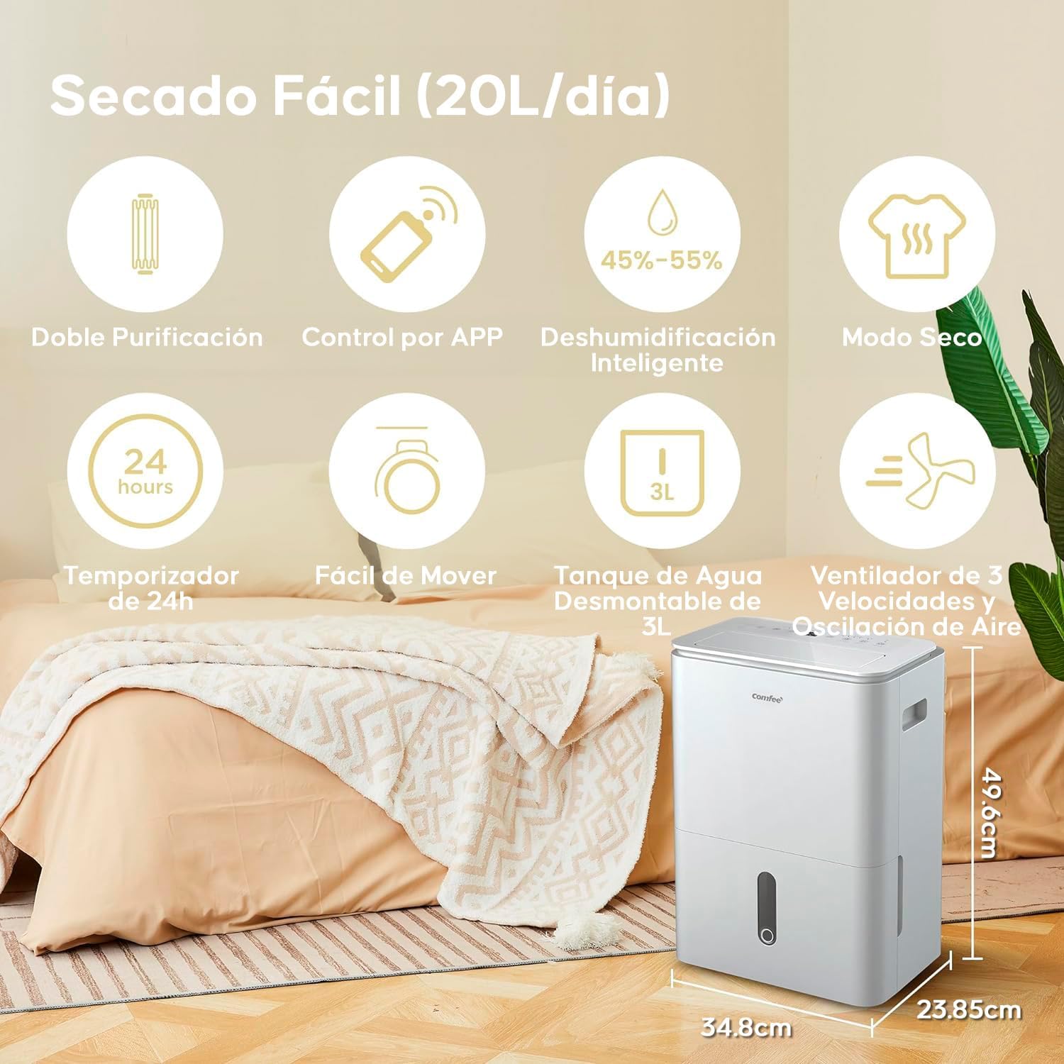 COMFEE Deumidificatore 2-IN-1 20L/Giorno Easy Dry 20 - immagine 2