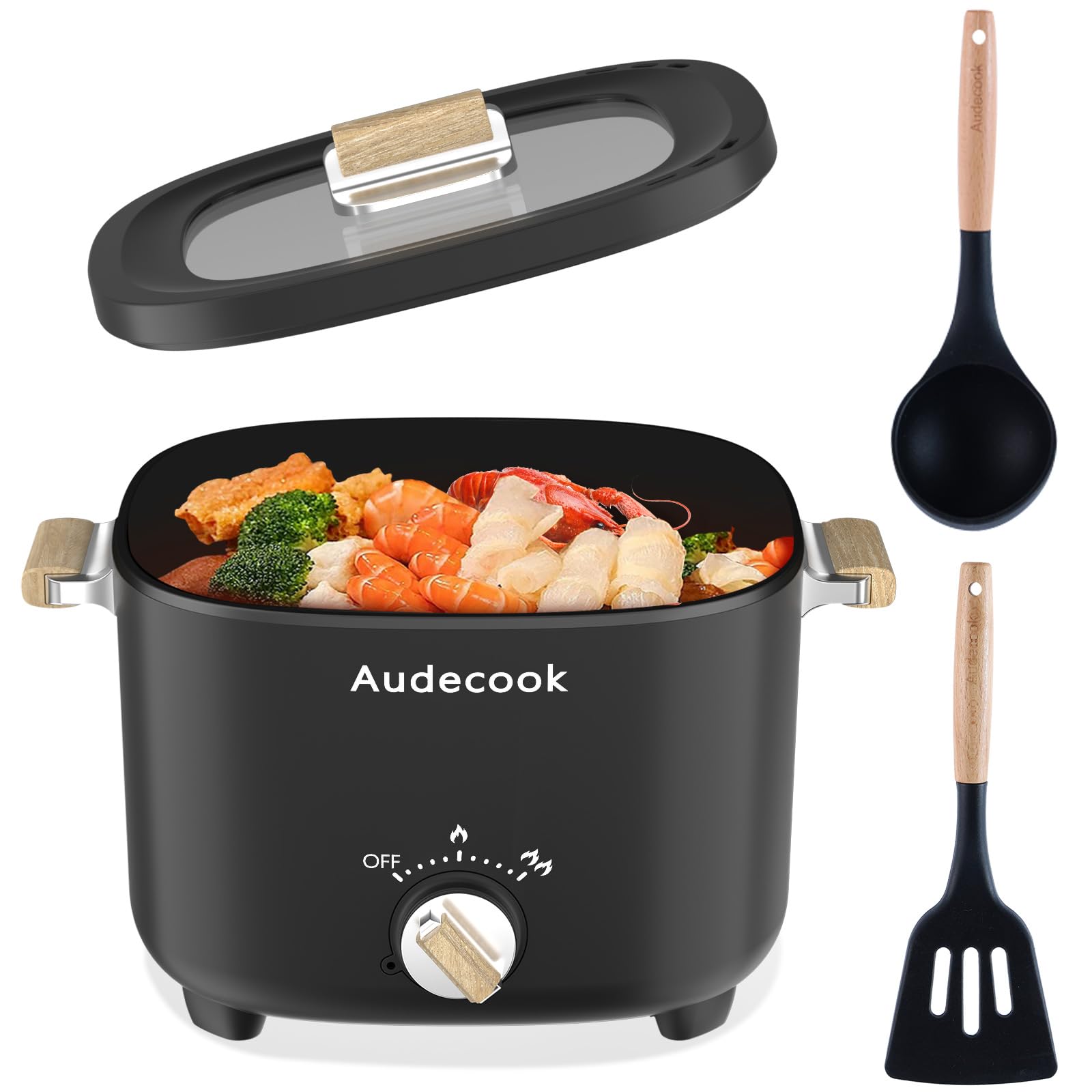Audecook Hot Pot Elettrica 2.5L Antiaderente, Nero