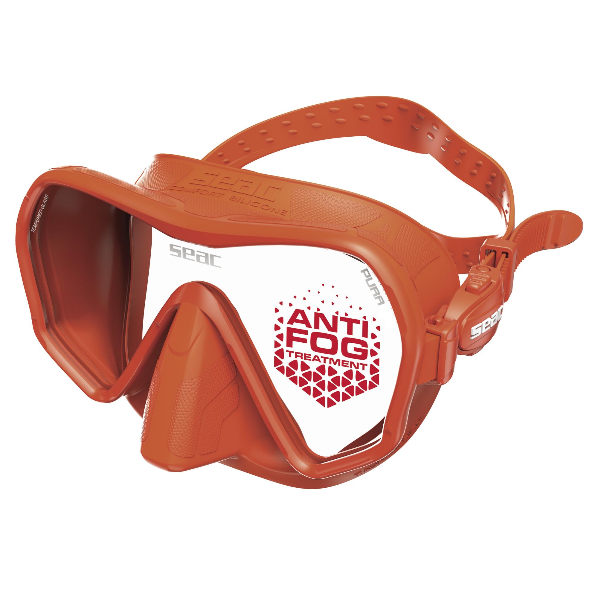 SEAC Pura – Maschera Subacquea Monolente Frameless in Silicone | Maschera per Immersioni e Snorkeling Antifog Low Volume con Fibbia 3D