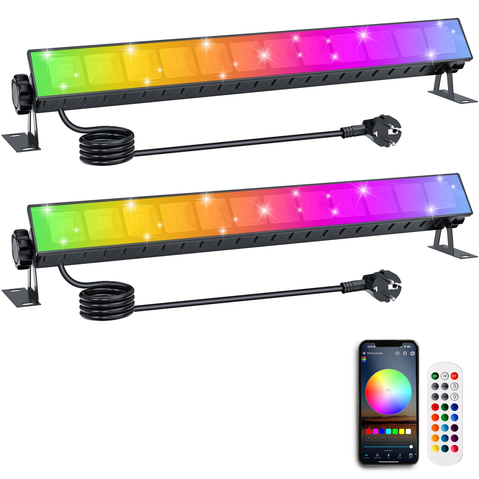 Bosite 2PCS Faretto RGB 30W con Telecomando 360°