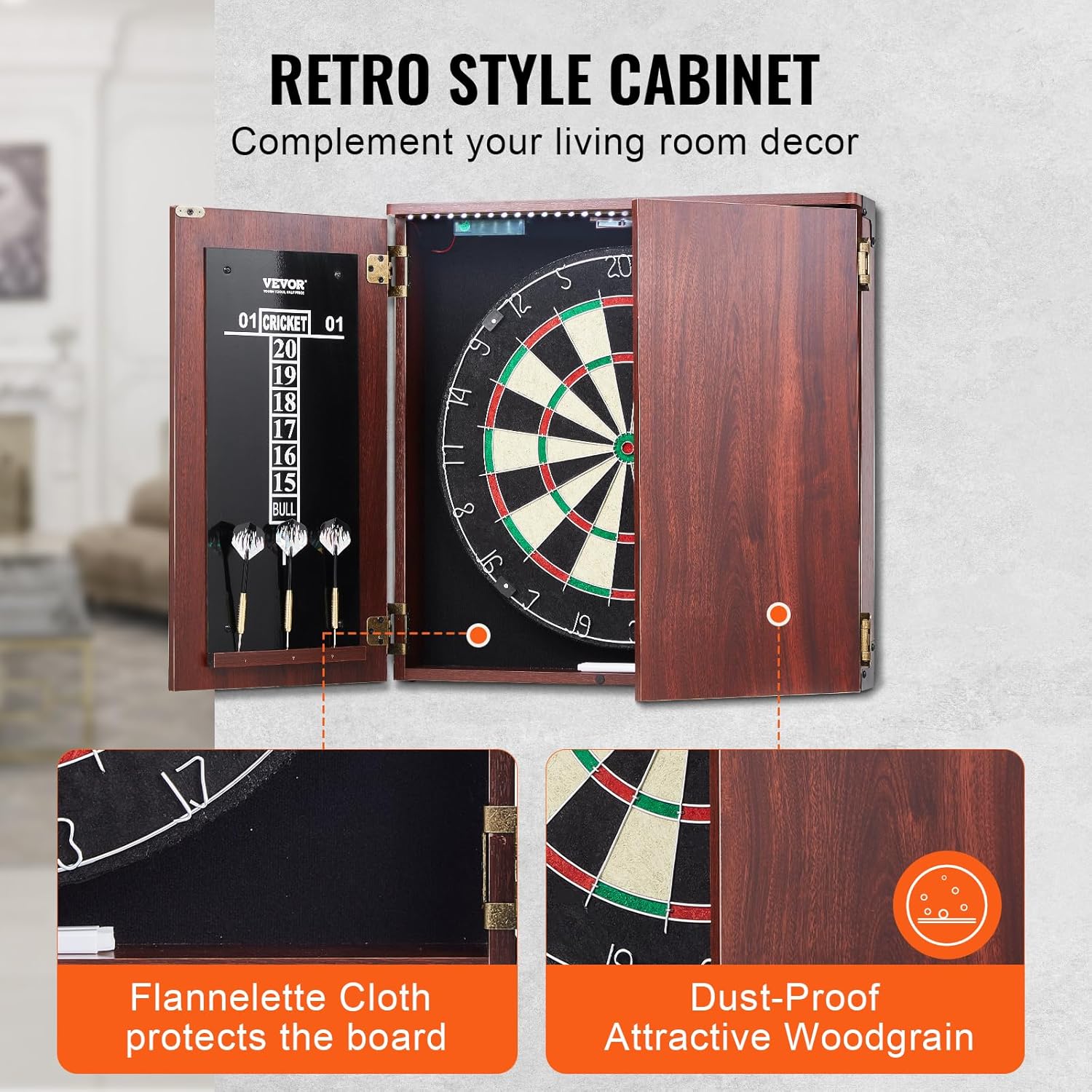 Vevor Set Bersaglio e Mobiletto Freccette con Luce LED - immagine 6