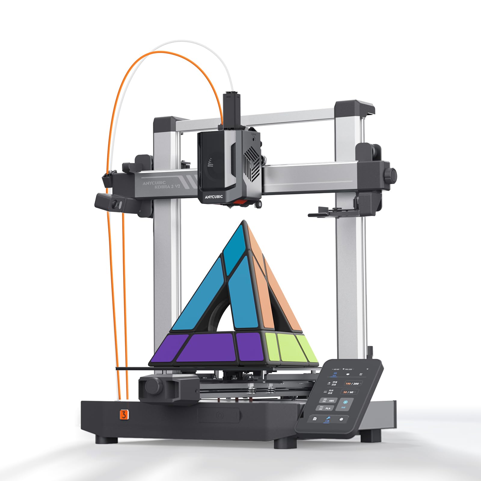 ANYCUBIC Kobra 3 V2 Stampante 3D, Stampa Multicolore a 4/8 Colori, Stampante 3D Veloce da 600 mm/s, Area di Stampa di 255x255x260 mm, Livellamento Automatico Migliorato, Facile da Assemblare