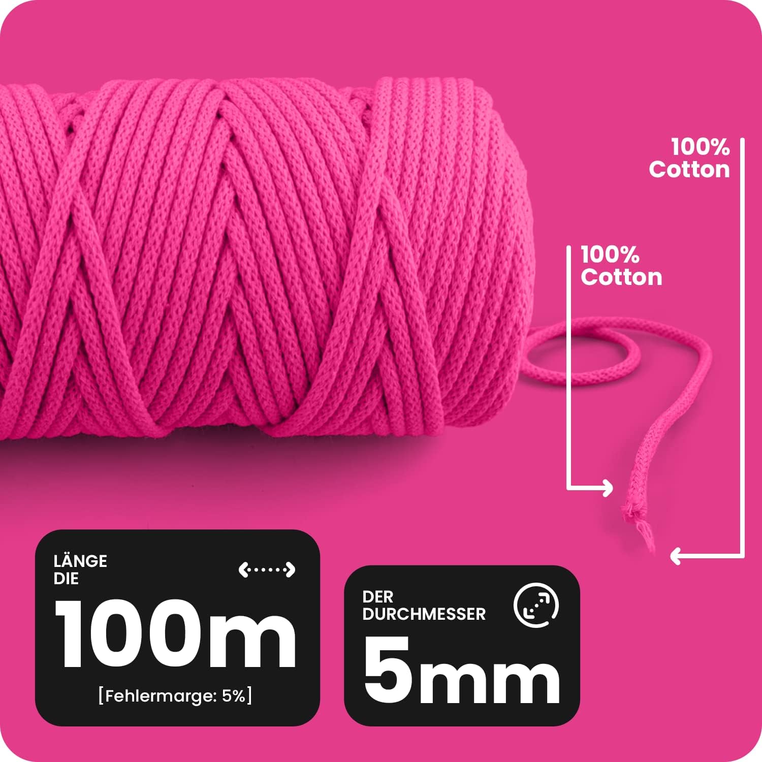 Netuno Corda Macramè Rossa 5mm 100m - immagine 2