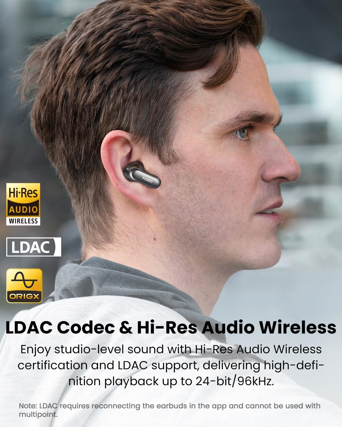 Tozo NC20 Pro Cuffie Bluetooth 5.4 ANC Ibrido, Nero - immagine 2