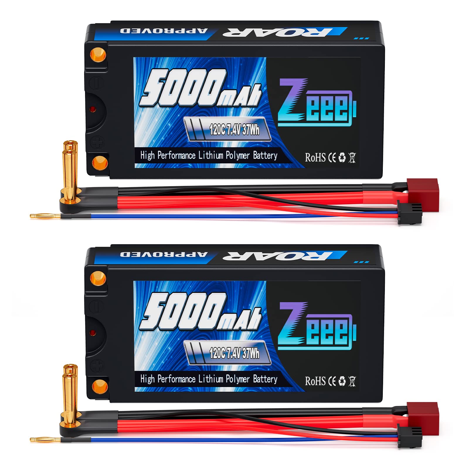 Zeee 2S Lipo Batteria 5000mAh 7.4V 120C (2 Pezzi)