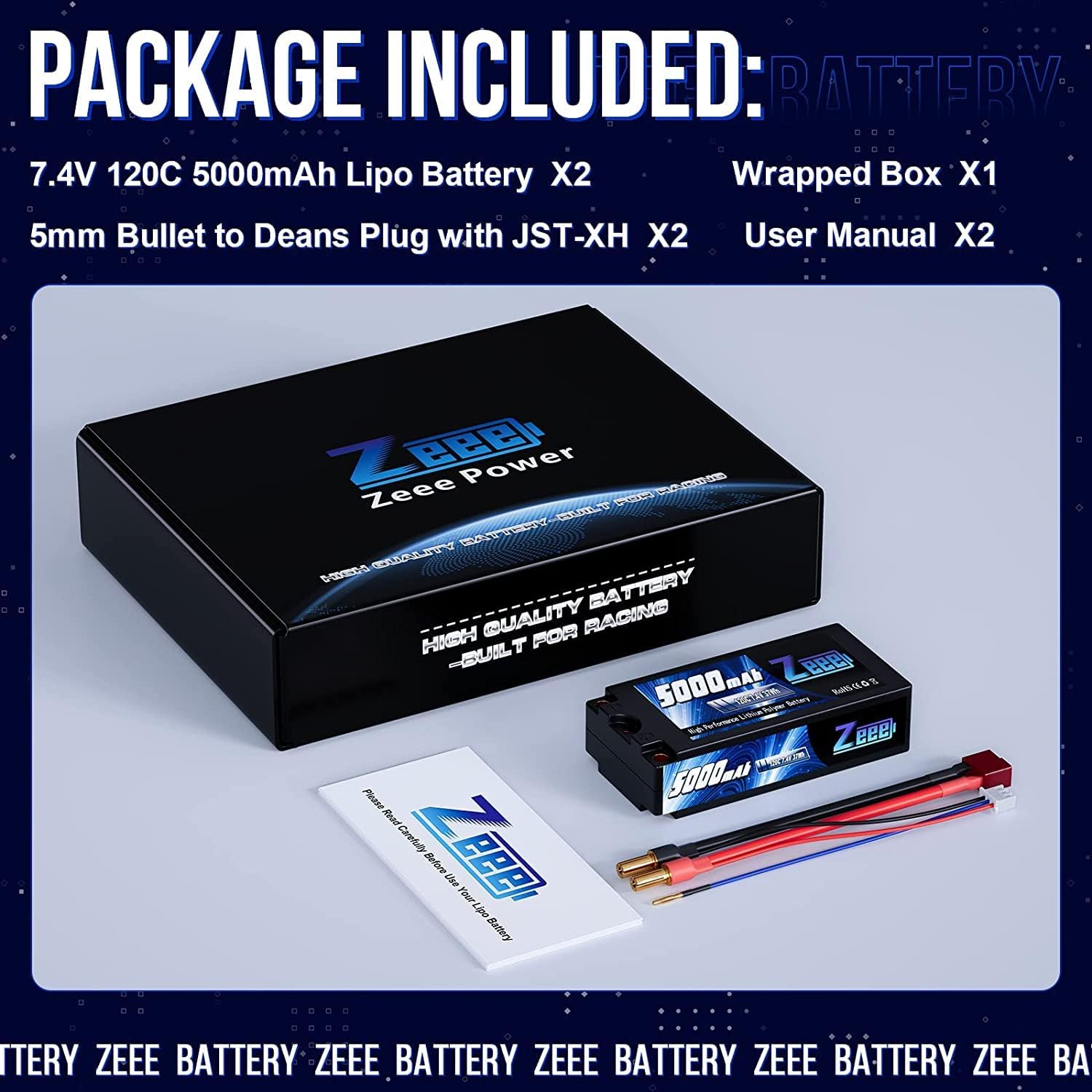 Zeee 2S Lipo Batteria 5000mAh 7.4V 120C (2 Pezzi) - immagine 6