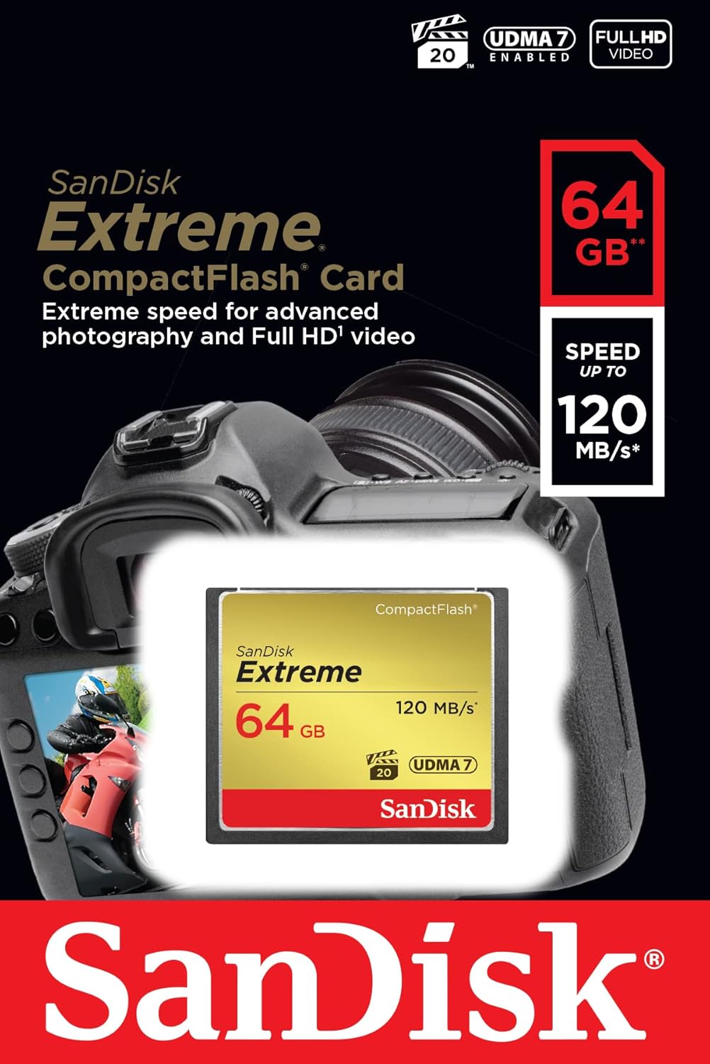 SanDisk Extreme 64 GB UDMA7 CompactFlash Card - Black/Gold - immagine 4
