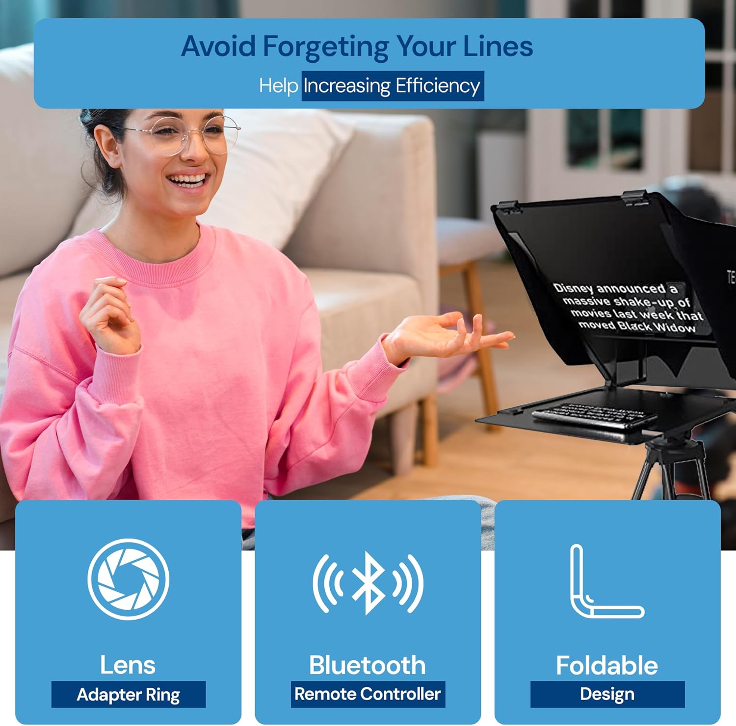 Leeventi Teleprompter per Tablet, Smartphone e DSLR - immagine 6