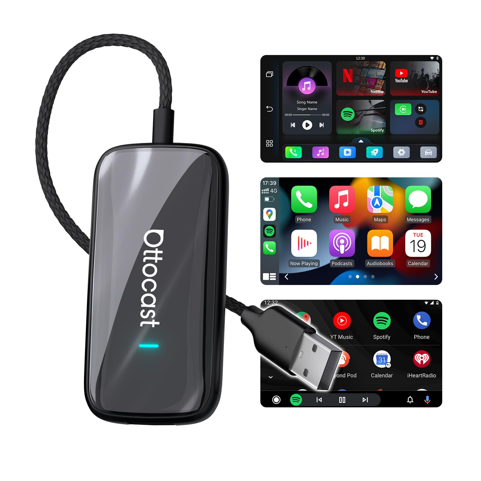 [Modello 2025] Ottocast Adattatore CarPlay e Android Auto Wireless