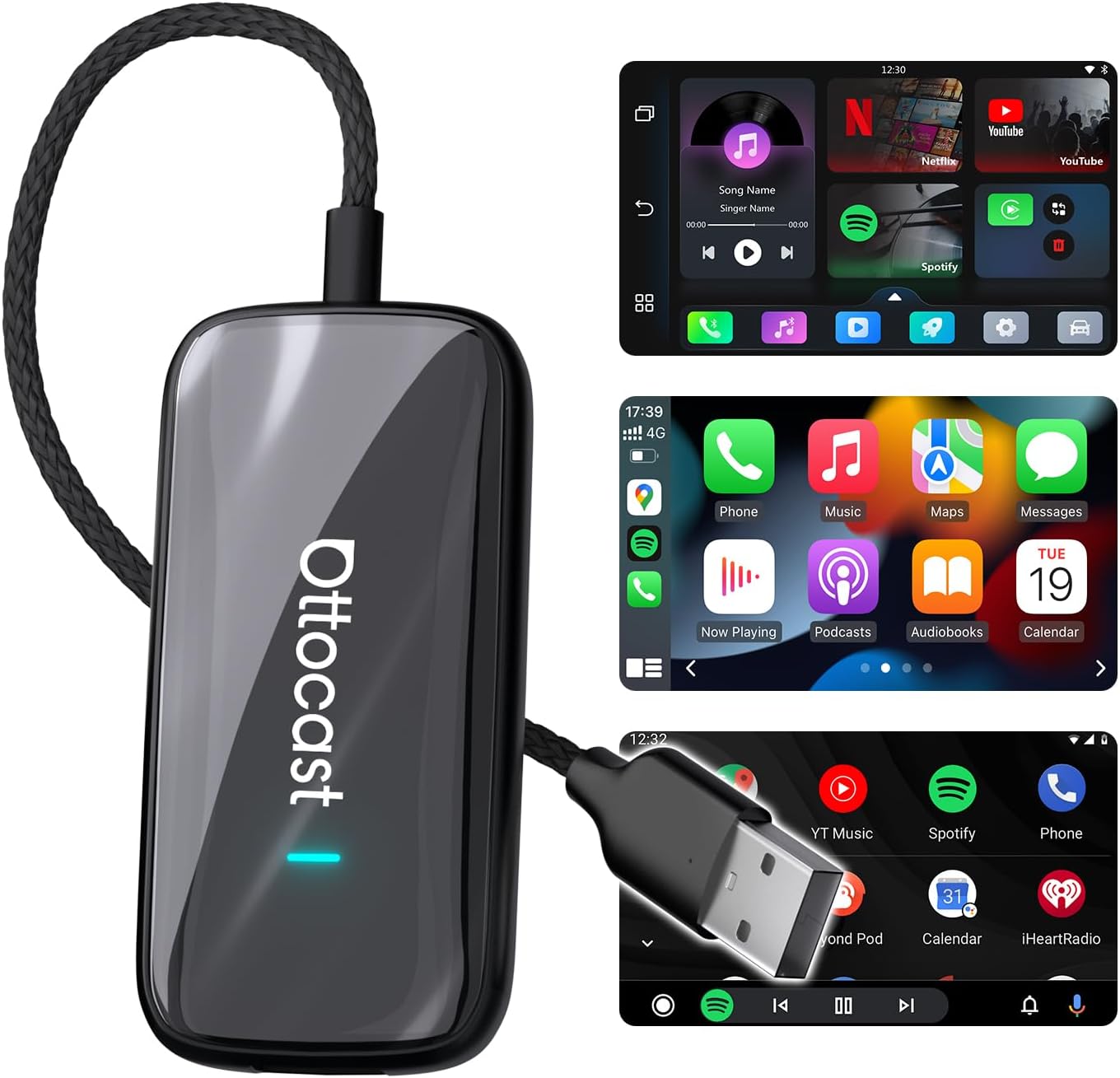 [Modello 2025] Ottocast Adattatore CarPlay e Android Auto Wireless - immagine 1