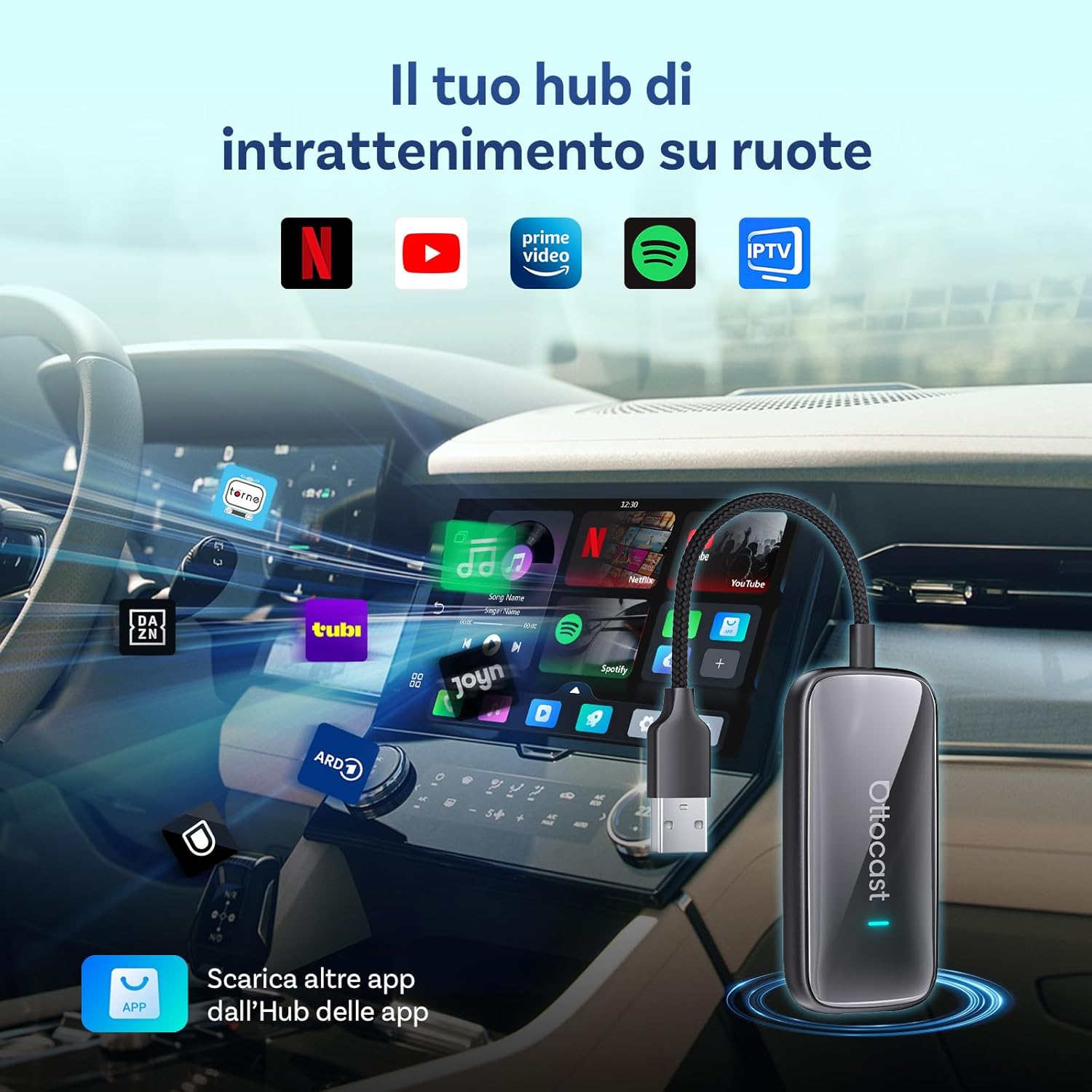 [Modello 2025] Ottocast Adattatore CarPlay e Android Auto Wireless - immagine 3