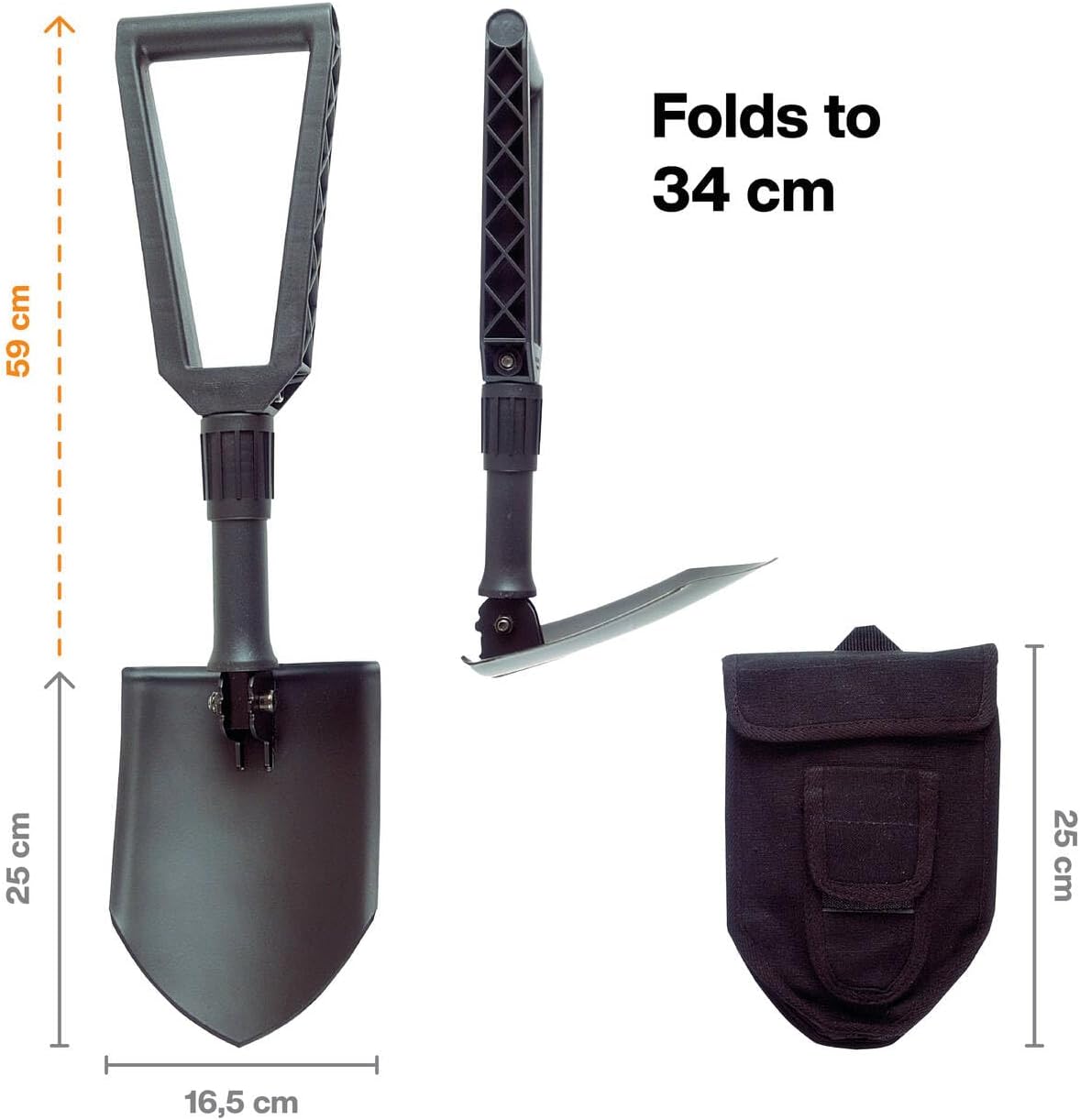 Fiskars Pala Pieghevole 2 in 1 per Campeggio, Nero - immagine 2