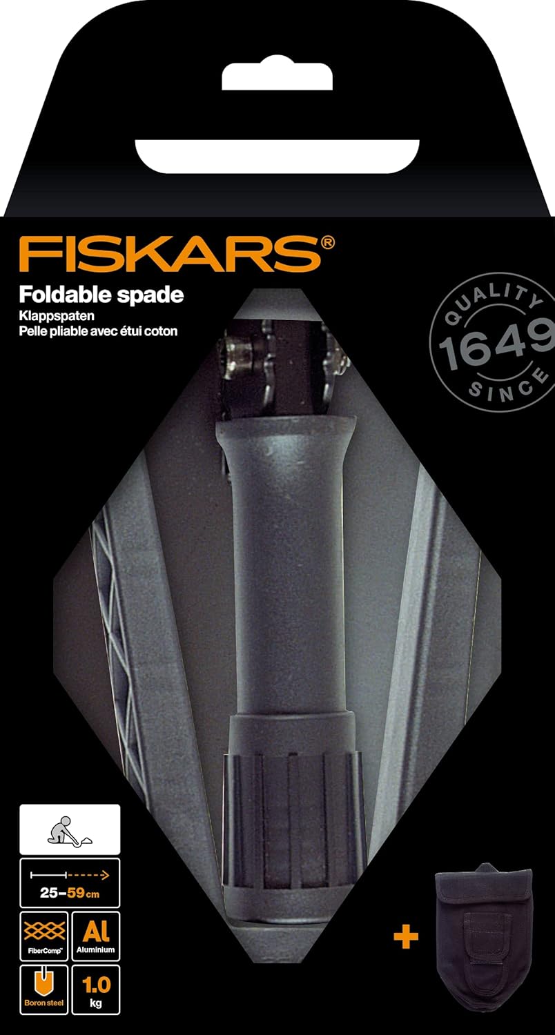 Fiskars Pala Pieghevole 2 in 1 per Campeggio, Nero - immagine 6