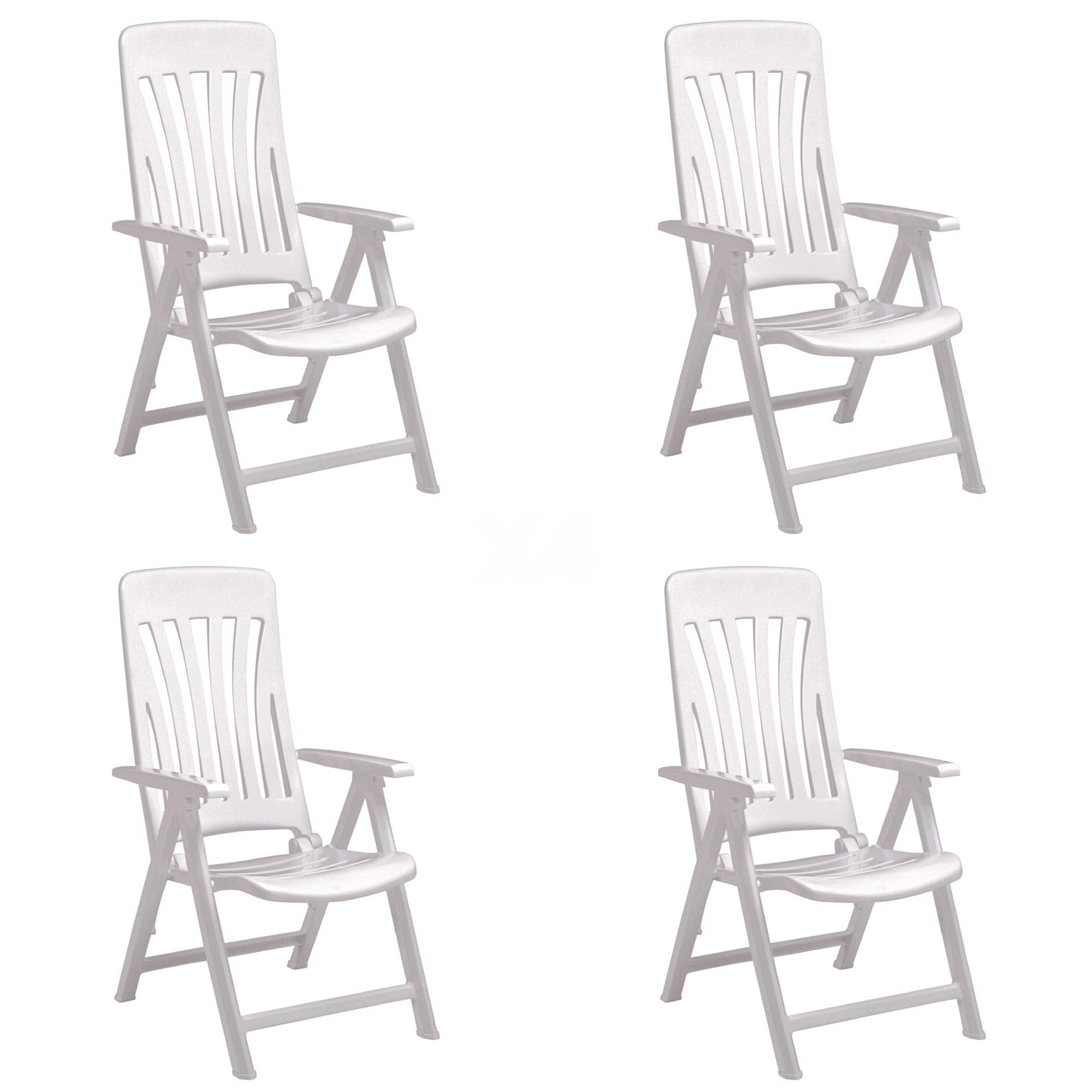 RESOL Blanes Set 4 Poltrone da Giardino Reclinabili, Bianco