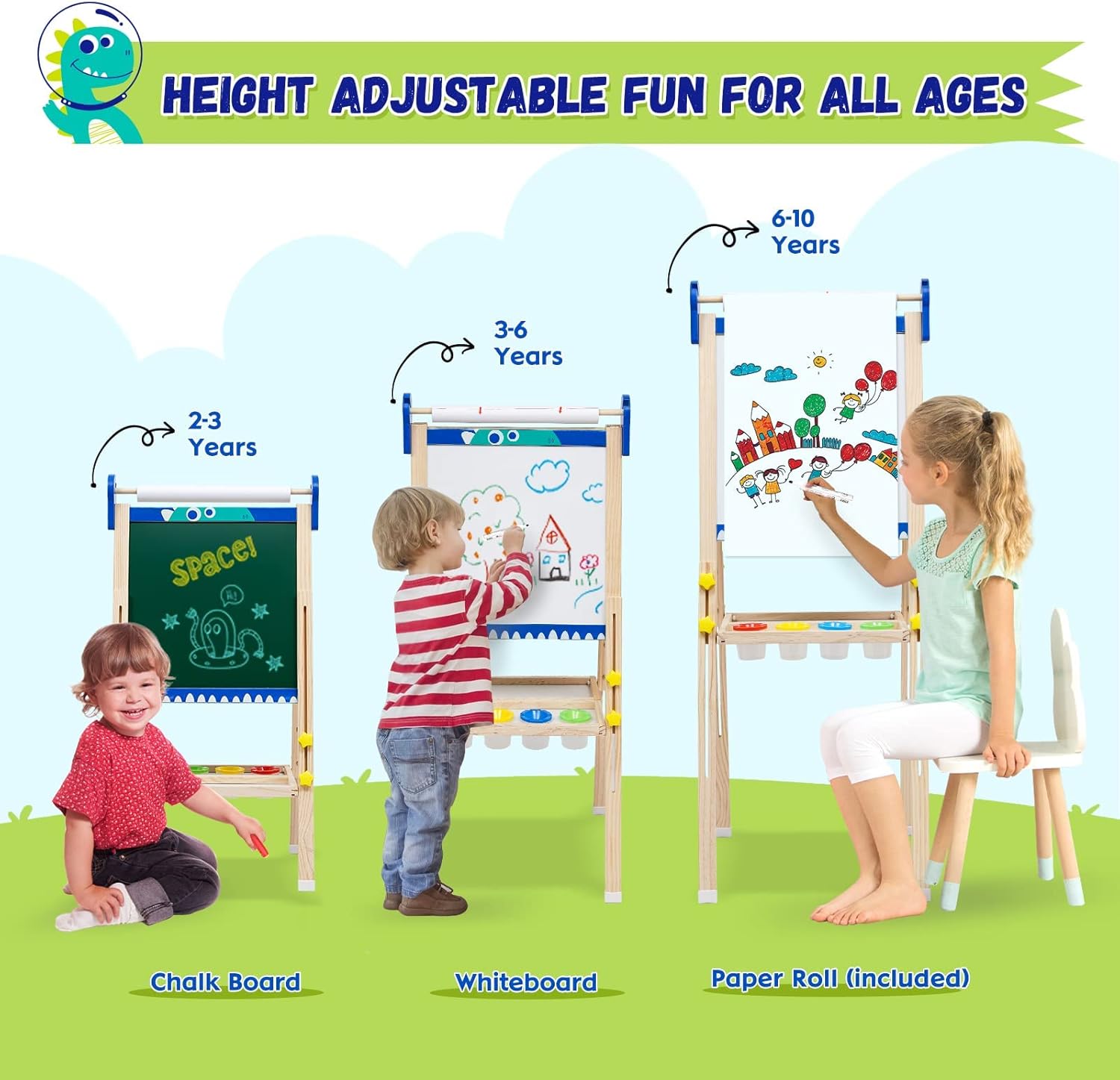 Lavagna Pieghevole con Cavalletto per Bambini - immagine 2