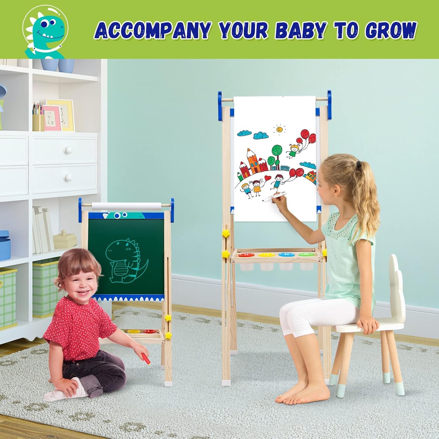 Lavagna Pieghevole con Cavalletto per Bambini - immagine 7