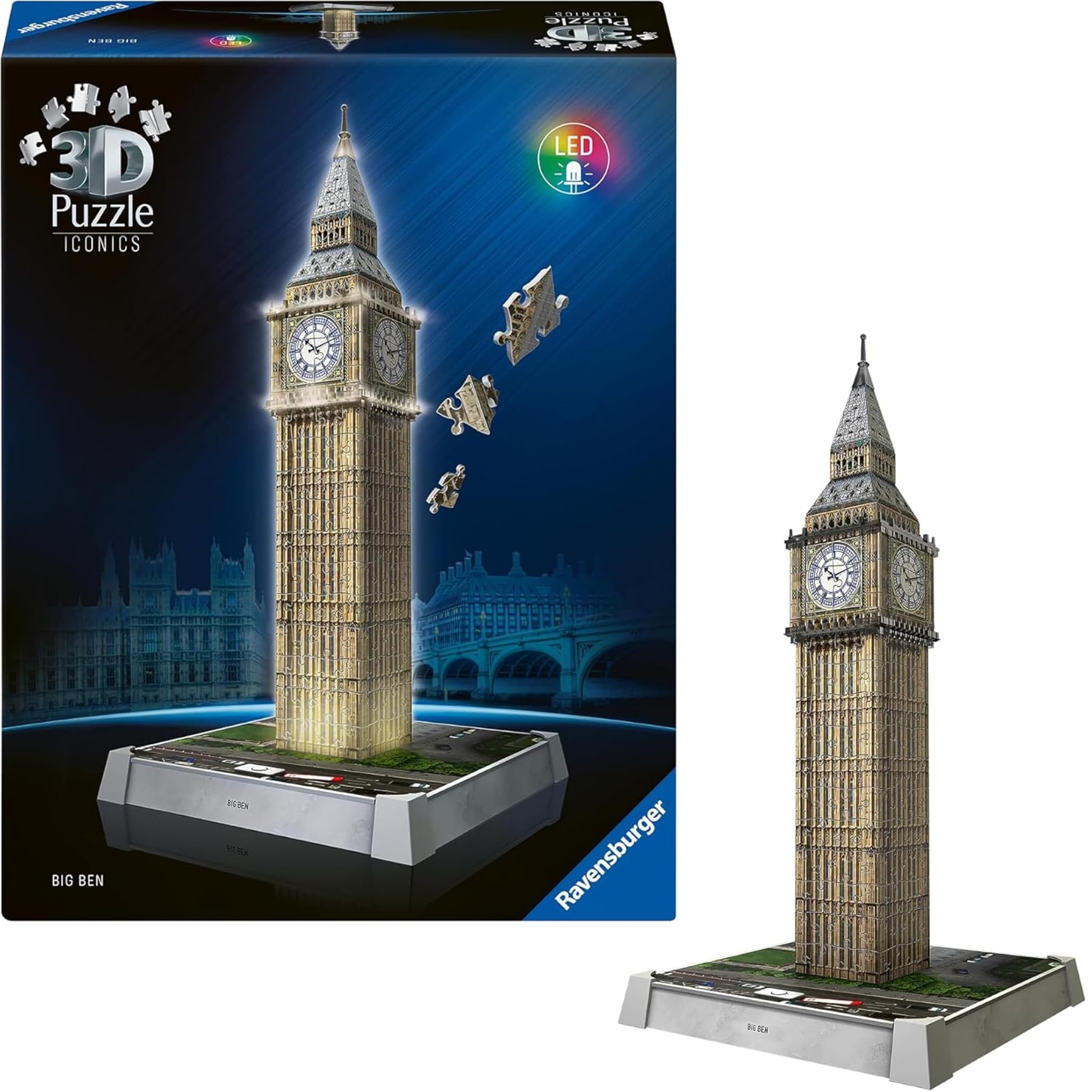 Ravensburger - Puzzle 3D Iconics Big Ben LED 216 Pezzi
