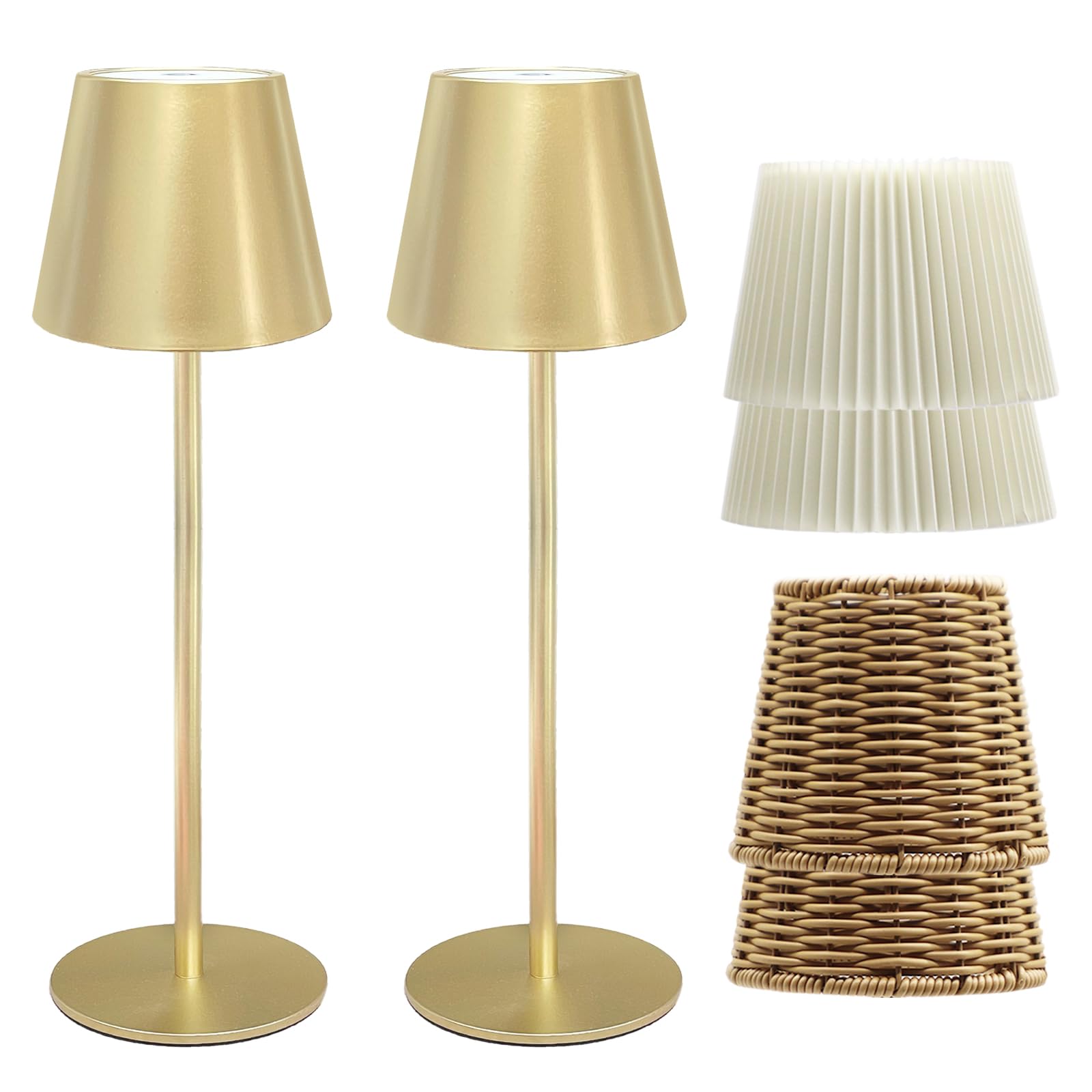 ANTELA Lampada da Tavolo LED Ricaricabile 2Pz, Oro