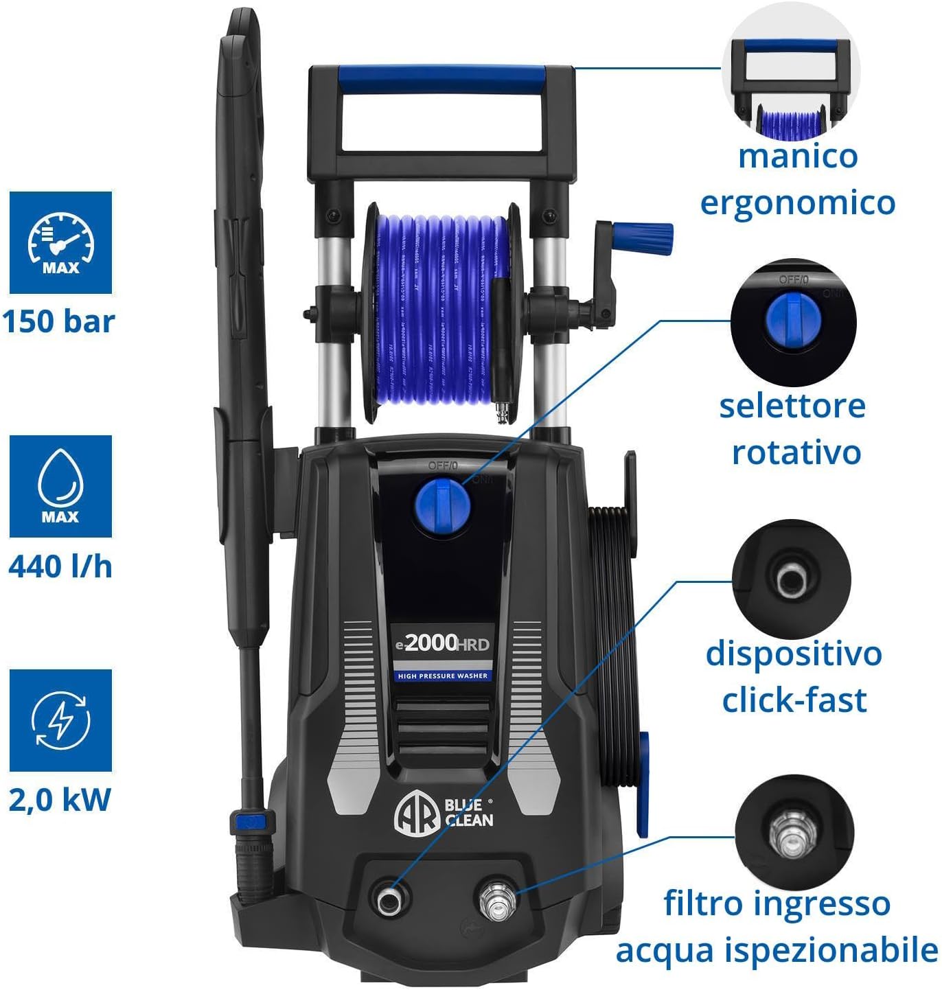 Ar Blue Clean e-2000 HRD - Idropulitrice Alta Pressione 2000W - immagine 3