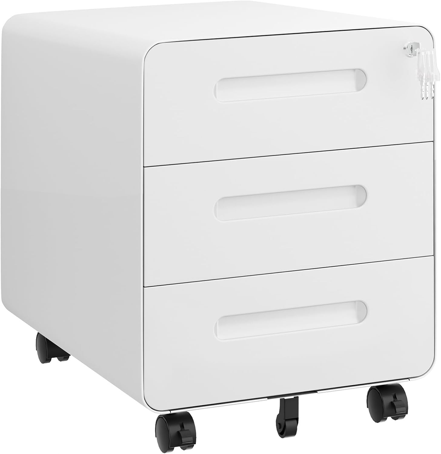 Homsteel Cassettiera Scrivania Mobile 3 Cassetti, Bianco