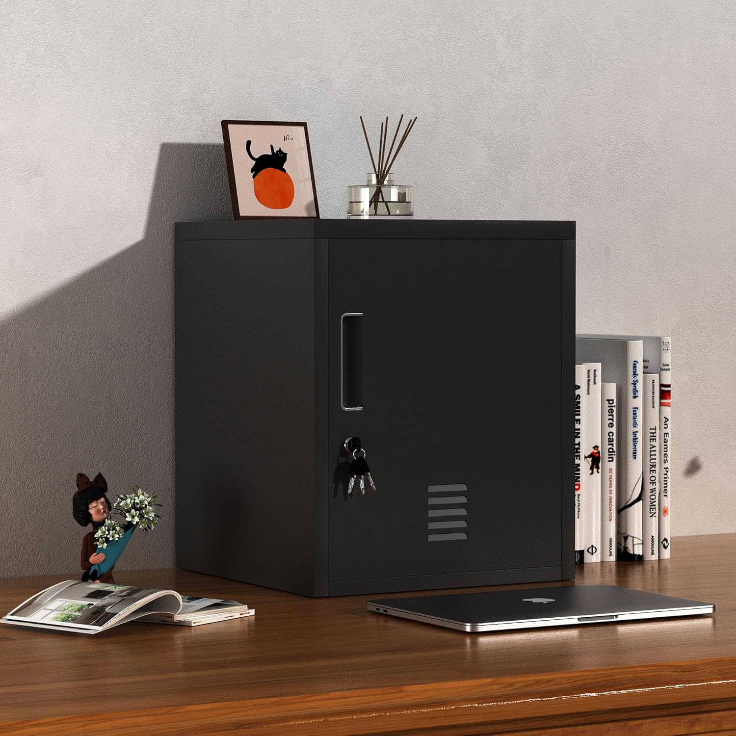 Armadietto in Metallo con Anta di Bloccaggio, Nero - immagine 5