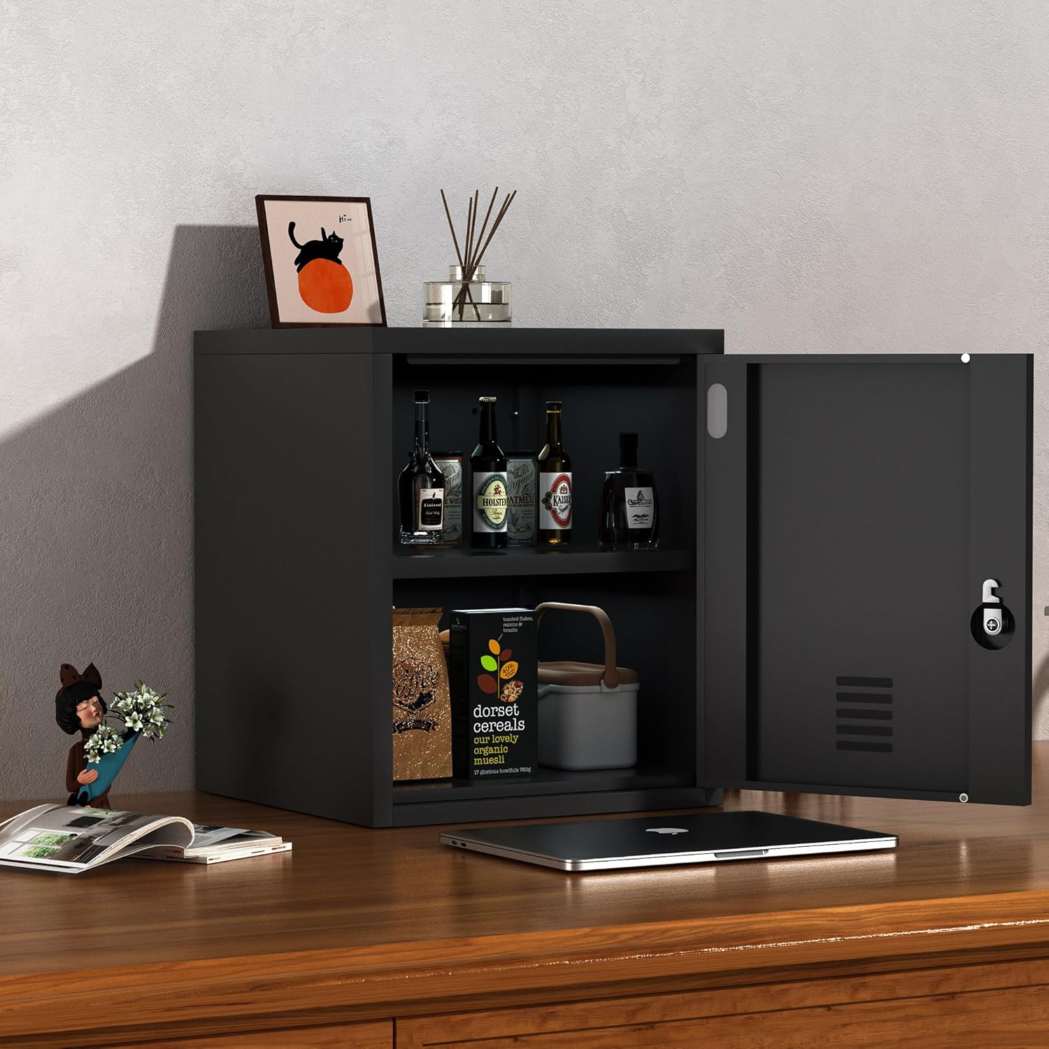 Armadietto in Metallo con Anta di Bloccaggio, Nero - immagine 8