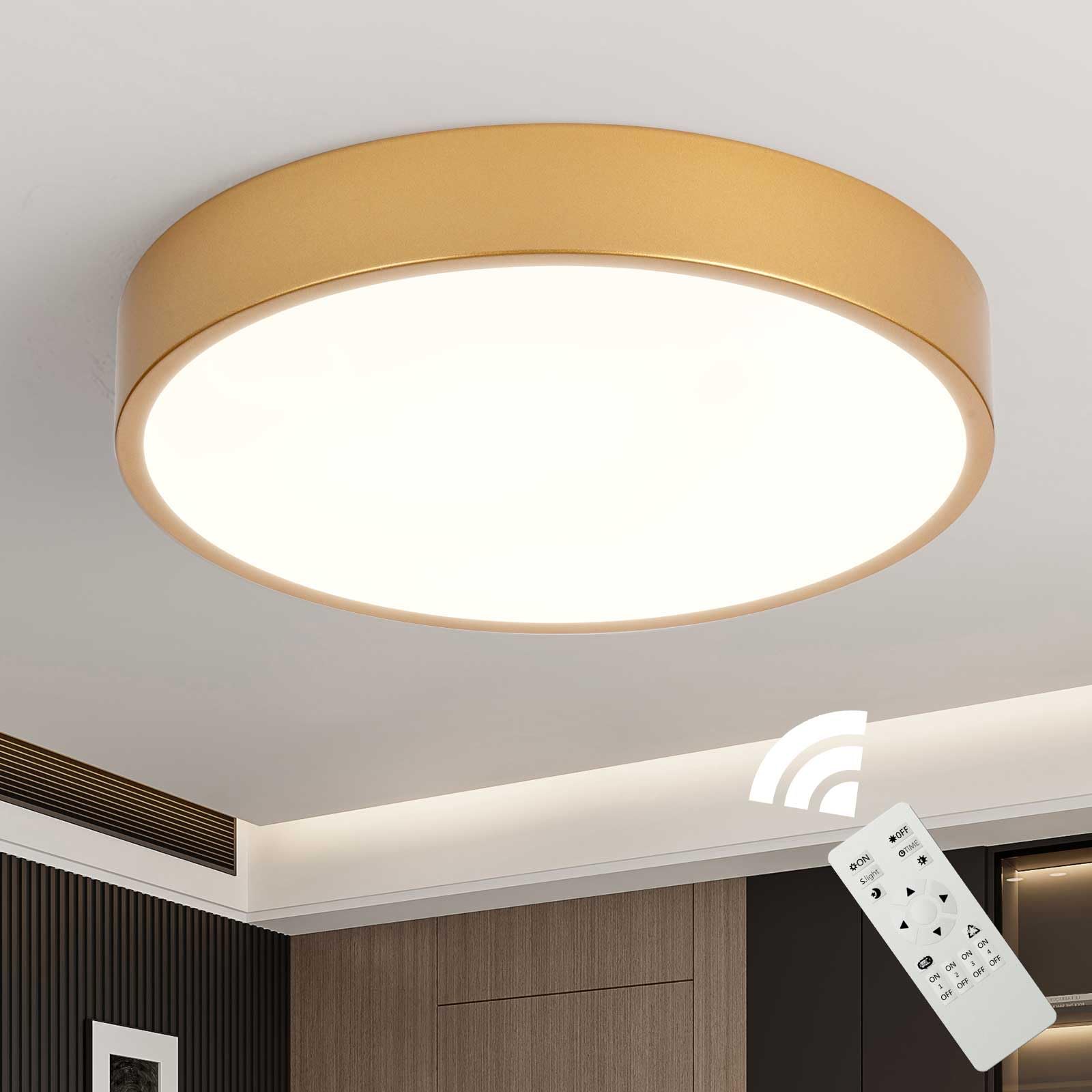 Schindora Plafoniera LED Soffitto Oro Ø50Cm 39W