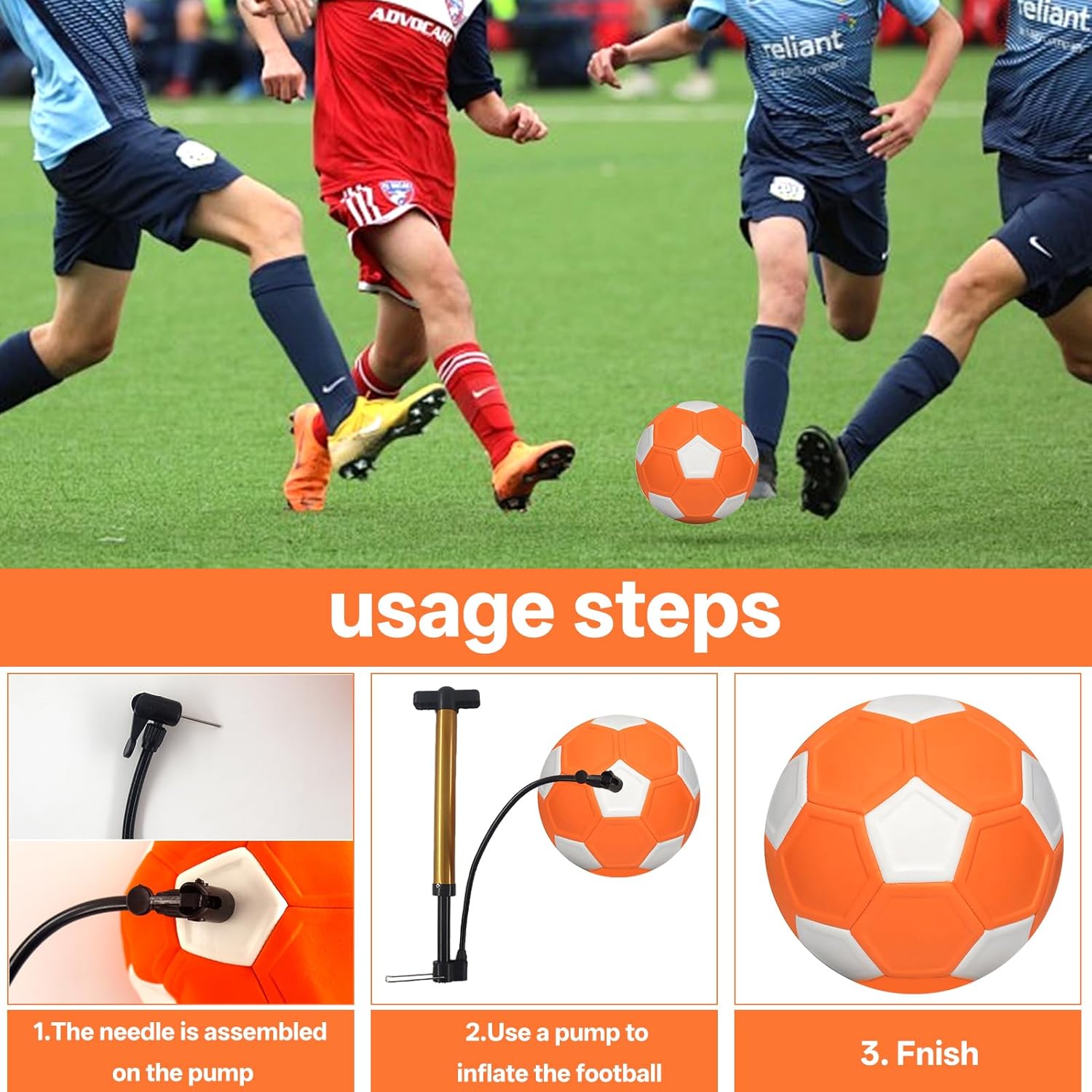 Kickerball - Pallone da Calcio Curva 20cm con Pompa - immagine 3