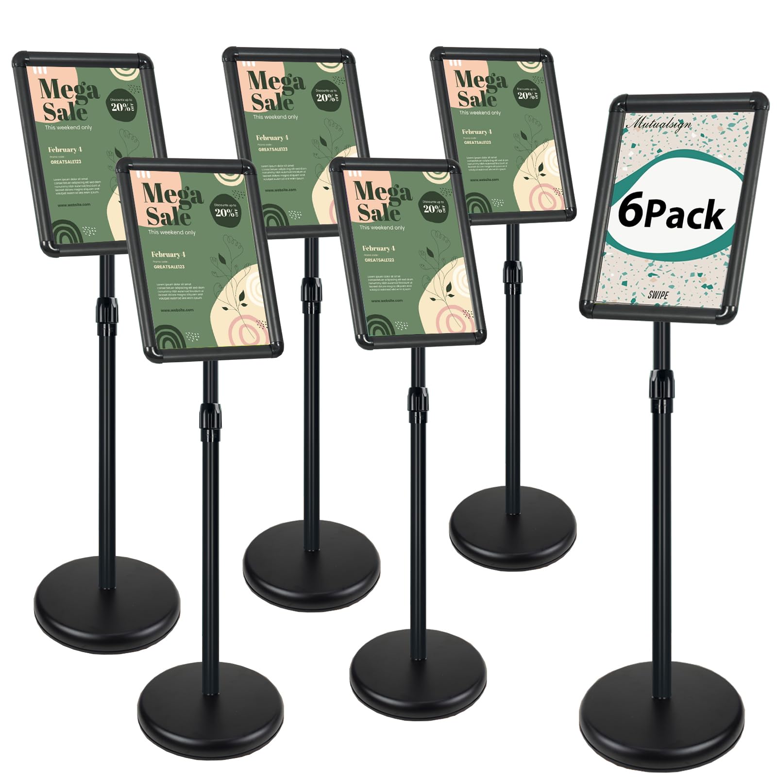 Supporto Espositore Regolabile per Poster (6 Pezzi), Nero A4